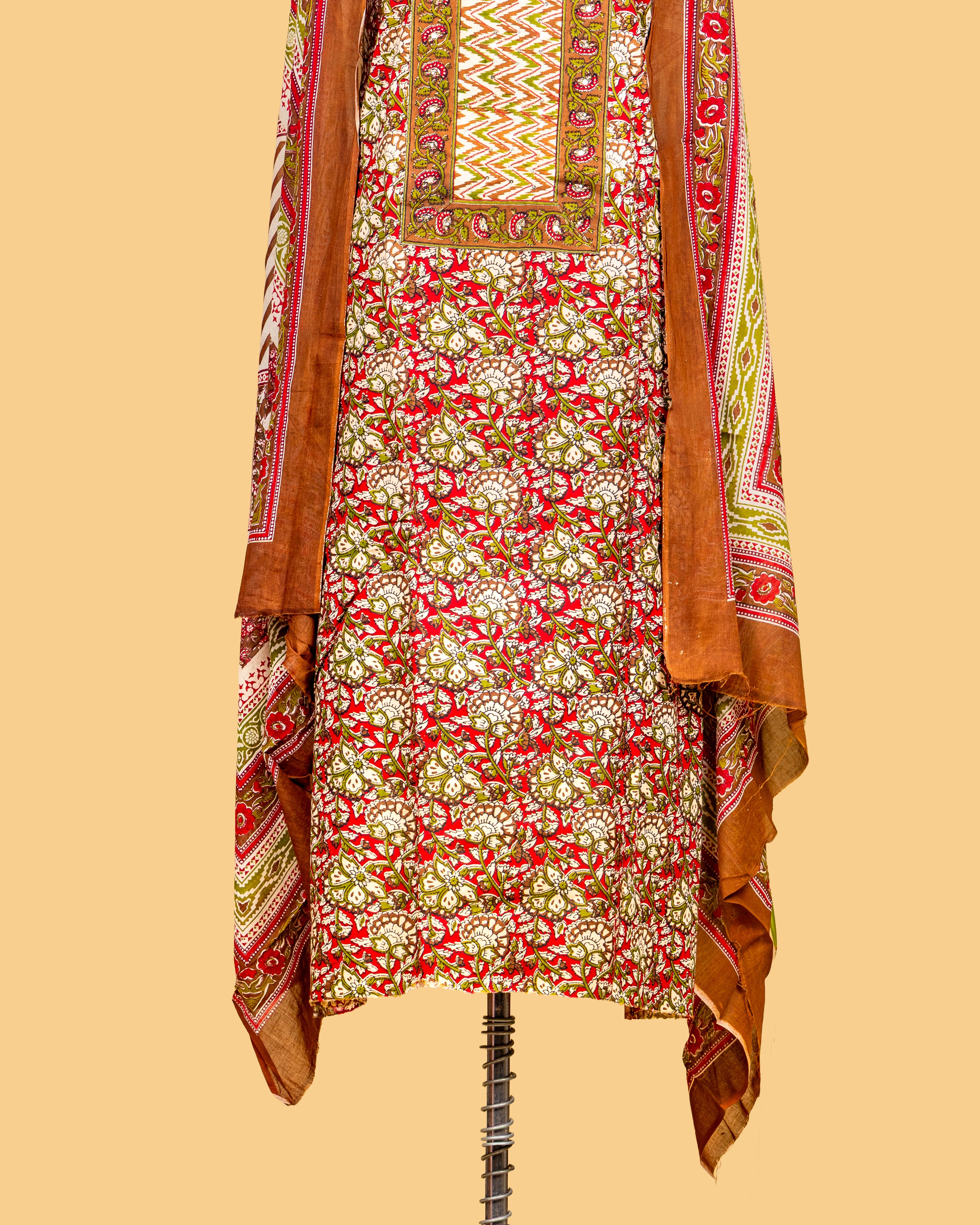 Rust Aura Printed Dupatta Suit Set