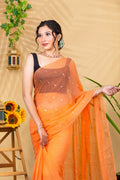 Mandarin Spark—Pure Chiffon Saree