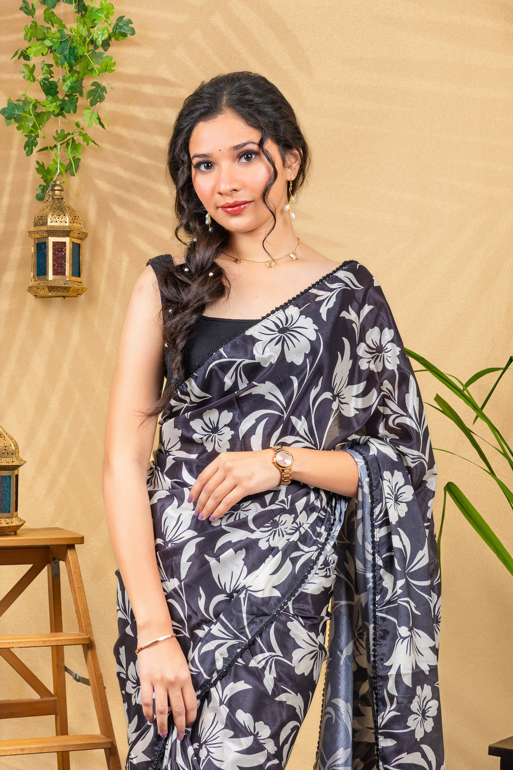 Monochrome Garden Saree