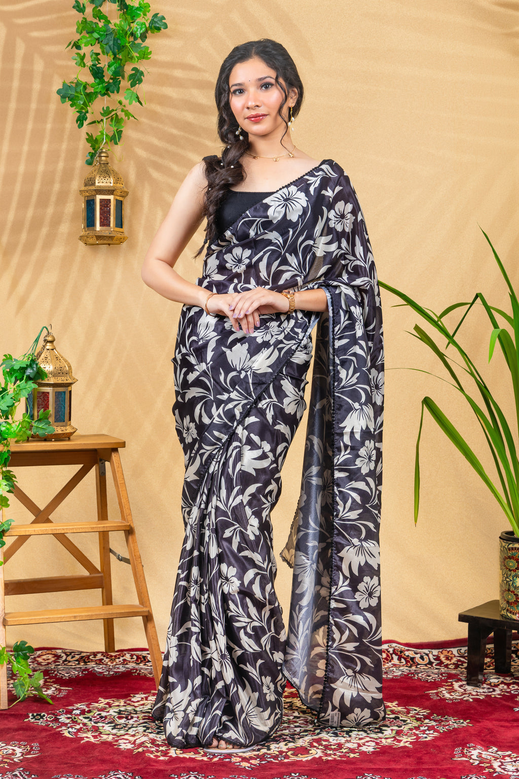 Monochrome Garden Saree