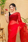 Scarlet Butti Glow—Pure Chiffon Saree