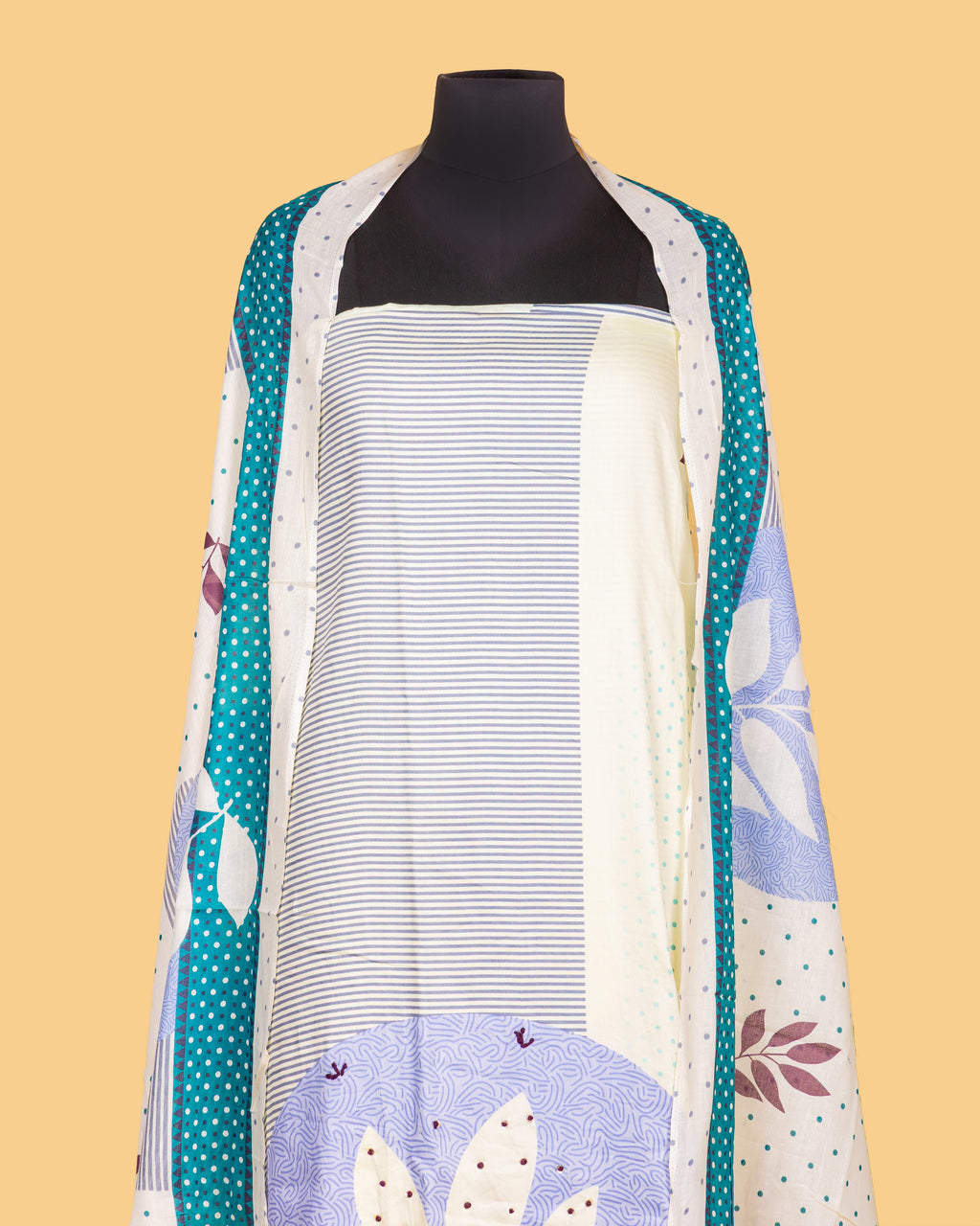 Stripe & Leaf—Ivory Teal Set