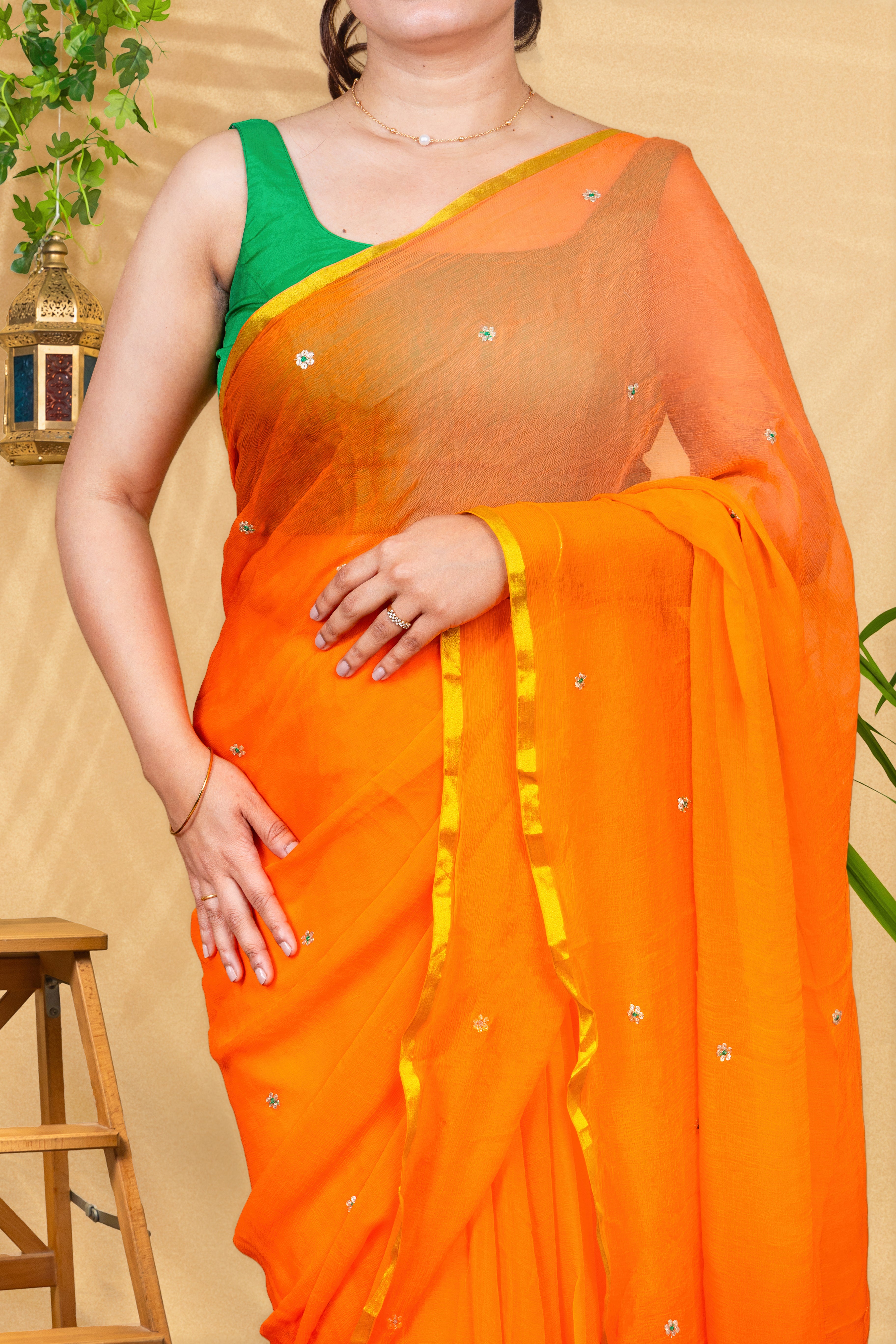 Kesari Drape—Pure Chiffon Saree