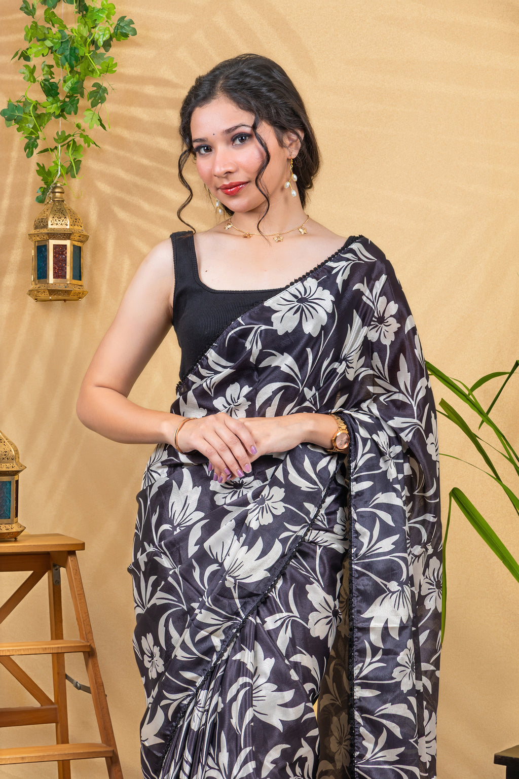 Monochrome Garden Saree