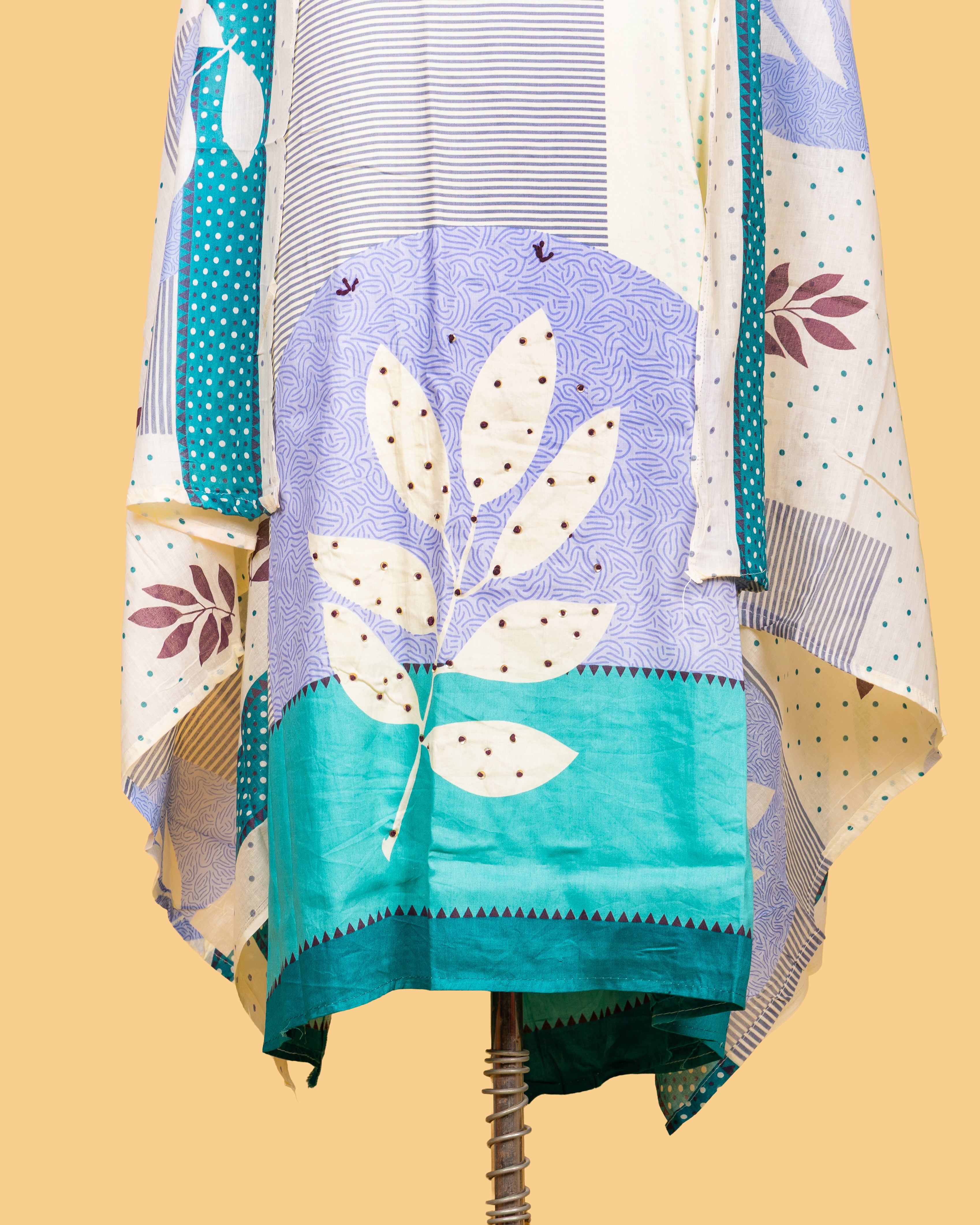 Stripe & Leaf—Ivory Teal Set