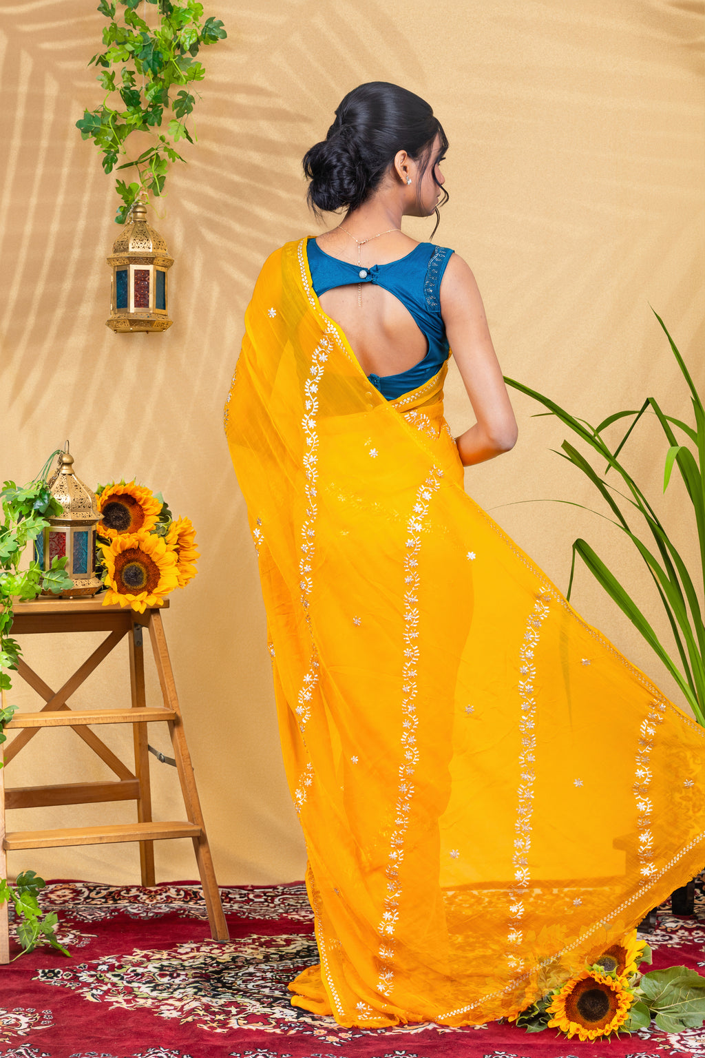 Marigold Gulbahar—Pure Chiffon Saree