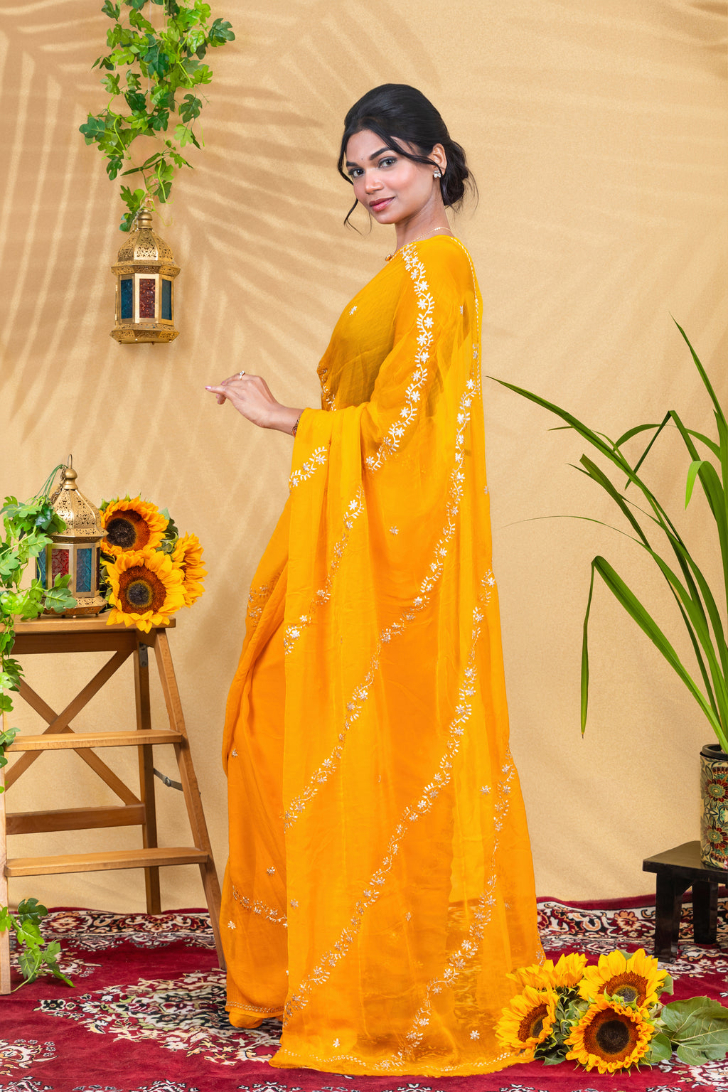 Marigold Gulbahar—Pure Chiffon Saree