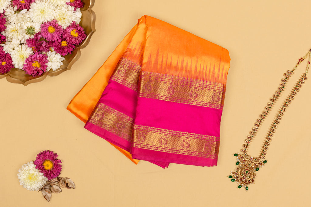 Rani Gulabi Zari Kanjivaram Saree