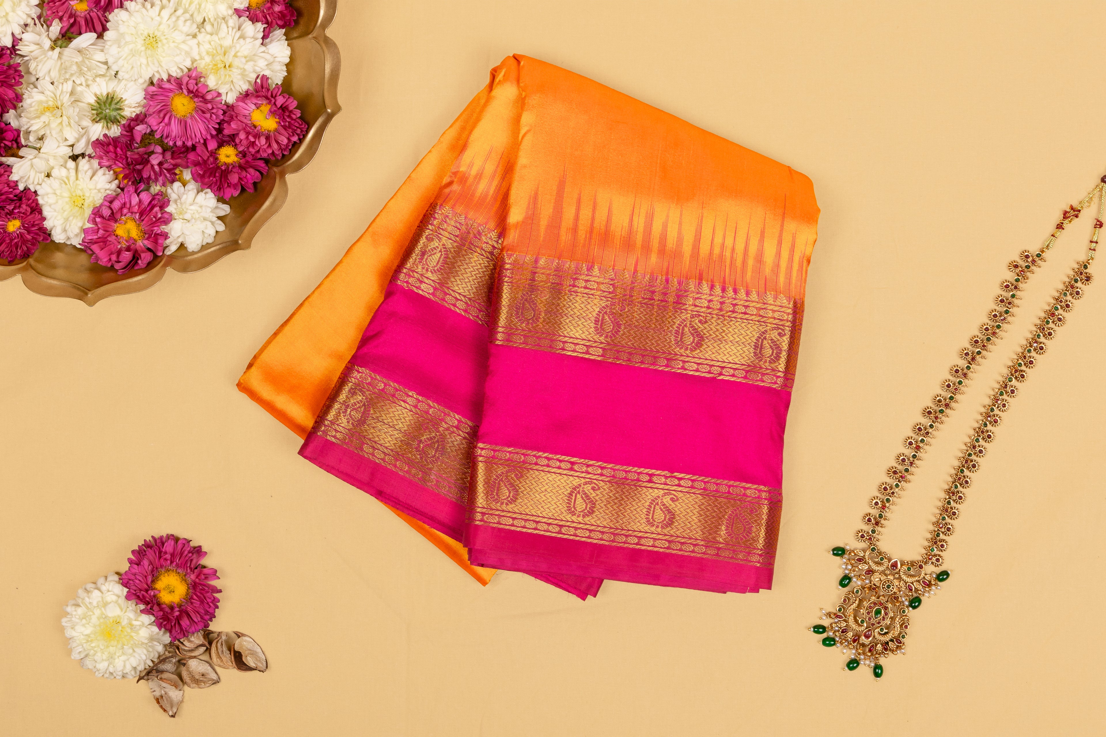 Rani Gulabi Zari Kanjivaram Saree