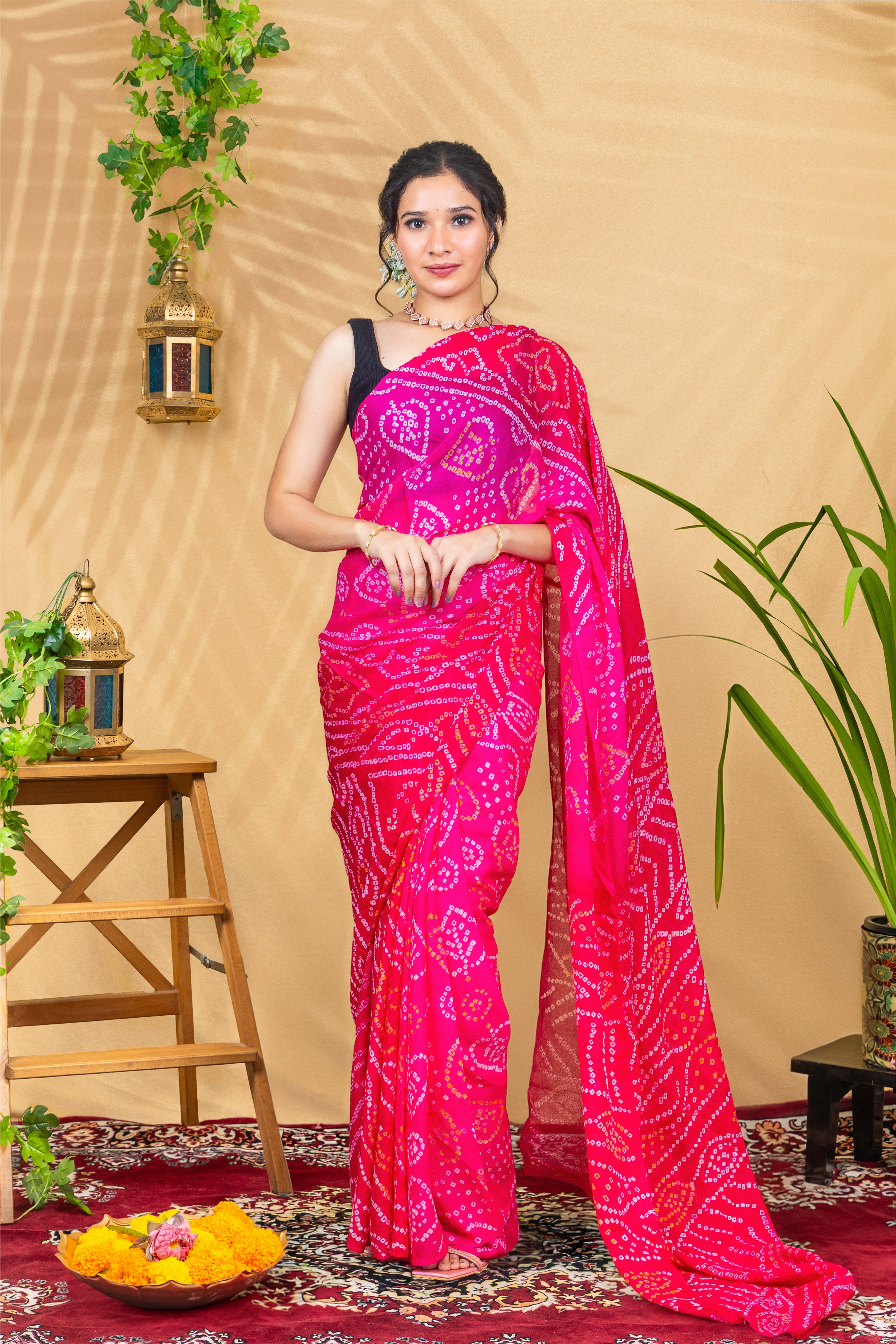 Rangrez Fuchsia Bandhej Saree