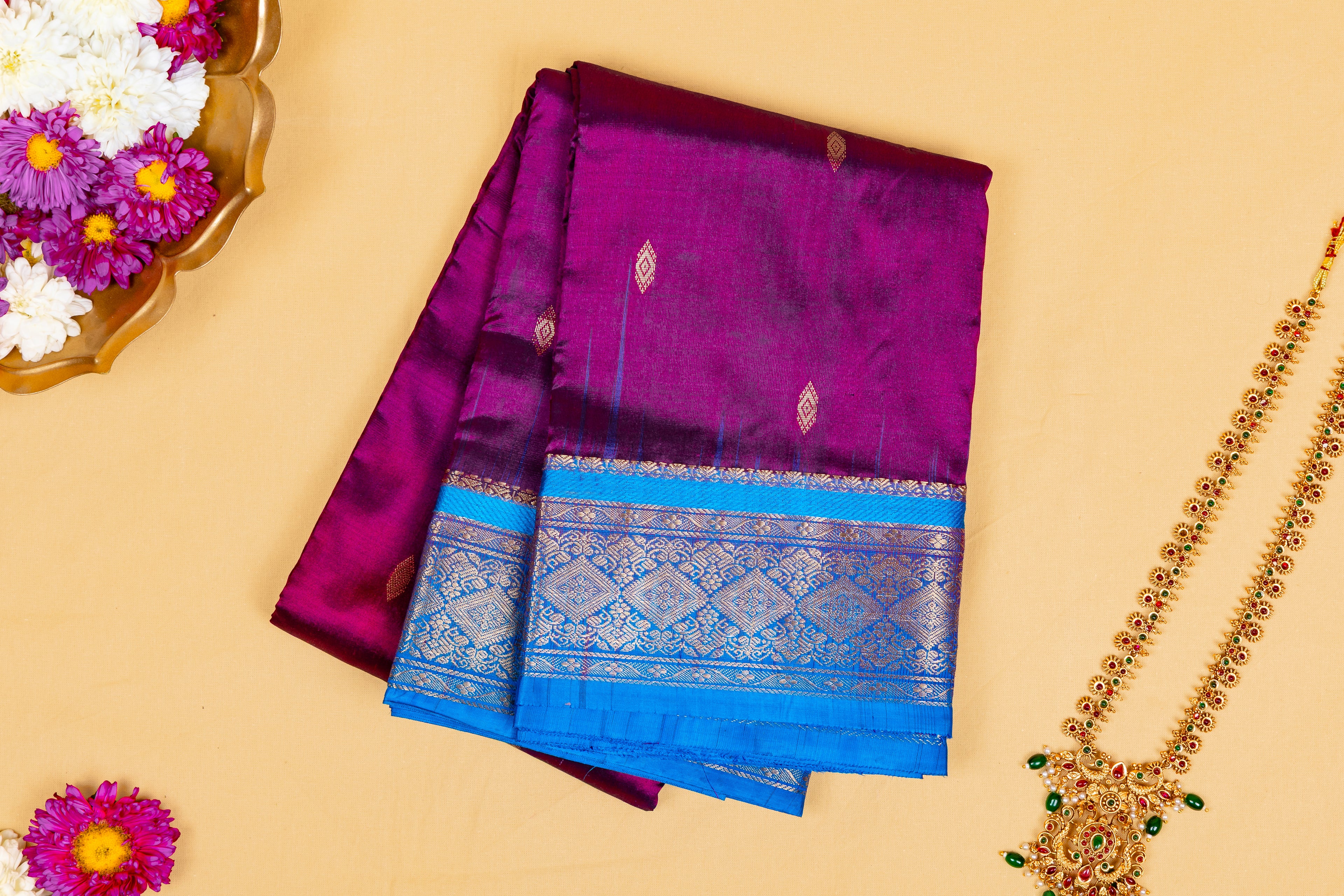 Utsav Jamuni–Neela Kanjivaram Silk Saree