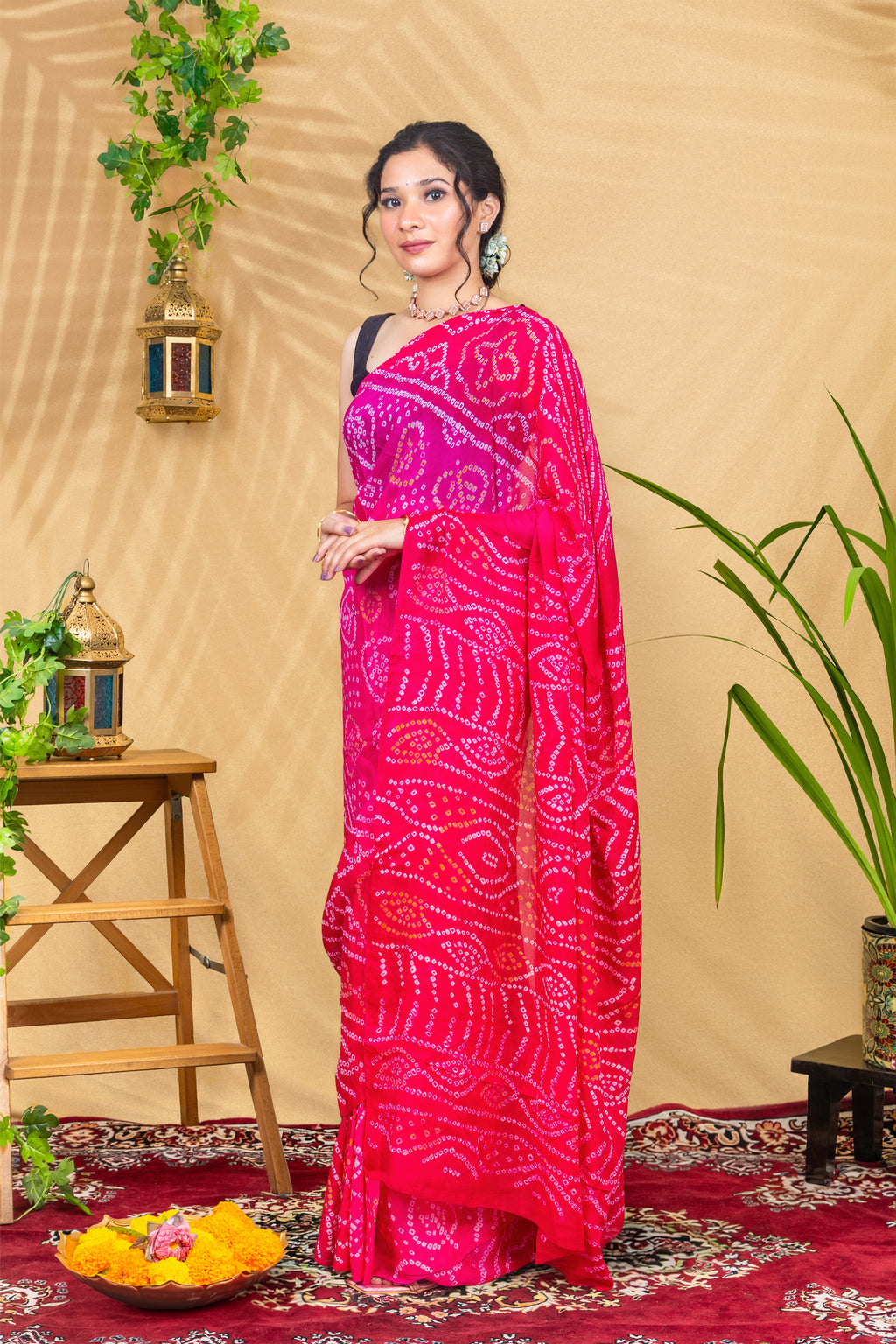 Rangrez Fuchsia Bandhej Saree