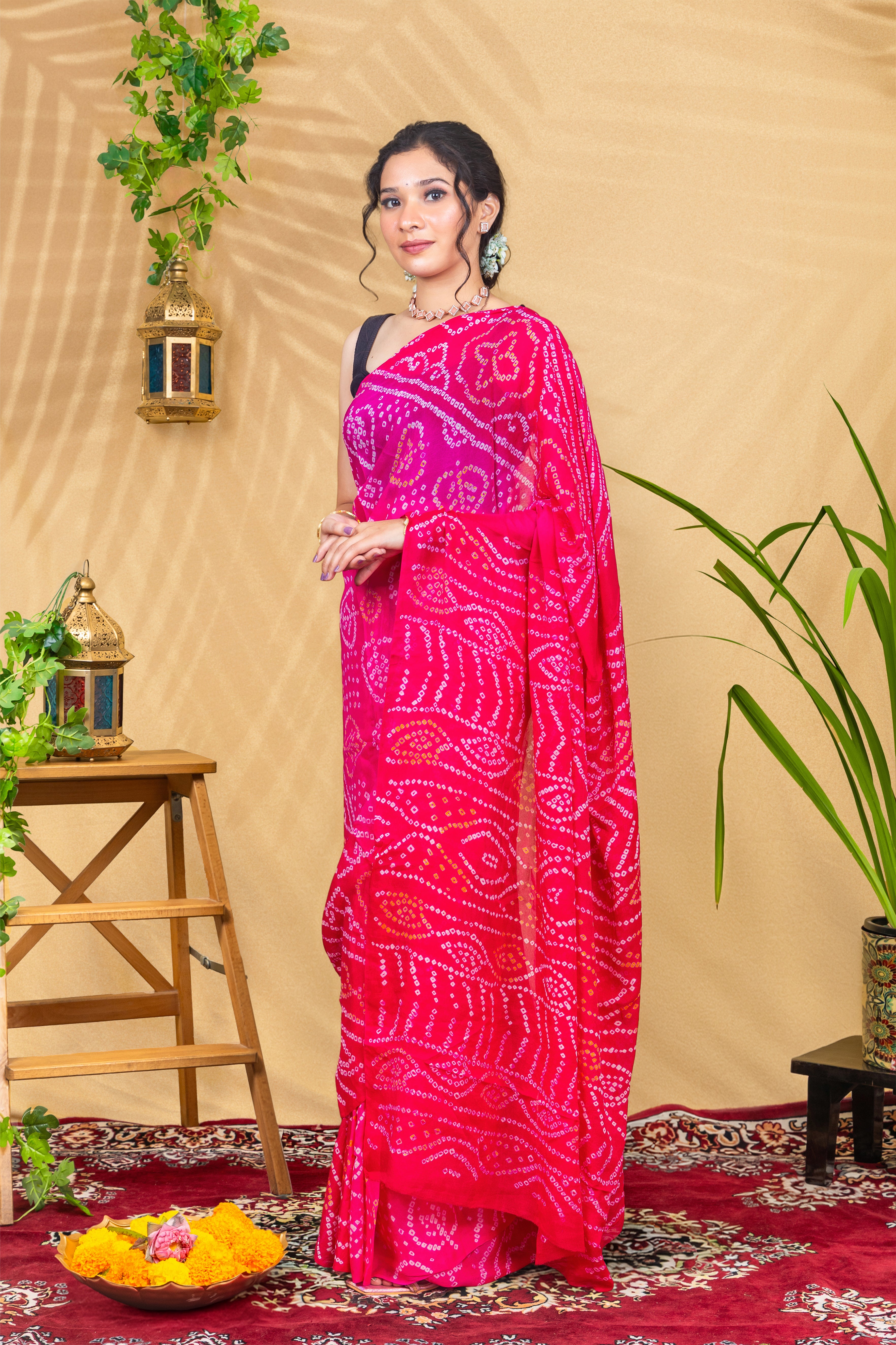 Rangrez Fuchsia Bandhej Saree