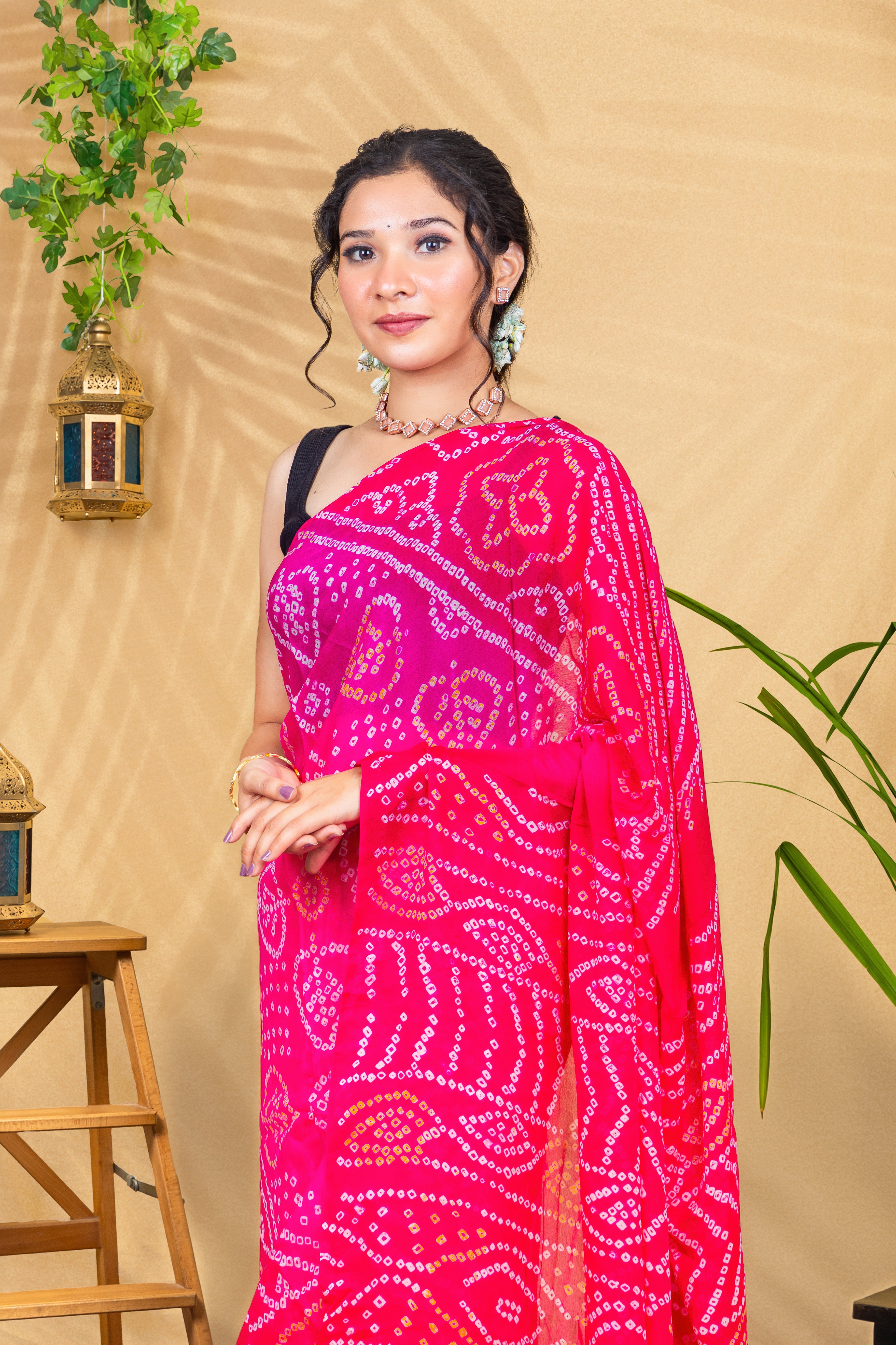 Rangrez Fuchsia Bandhej Saree