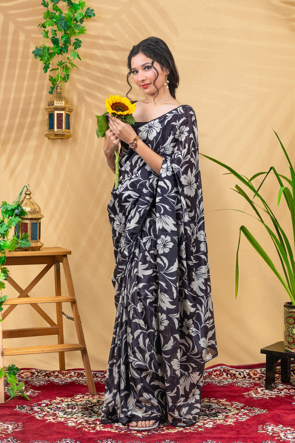Monochrome Garden Saree