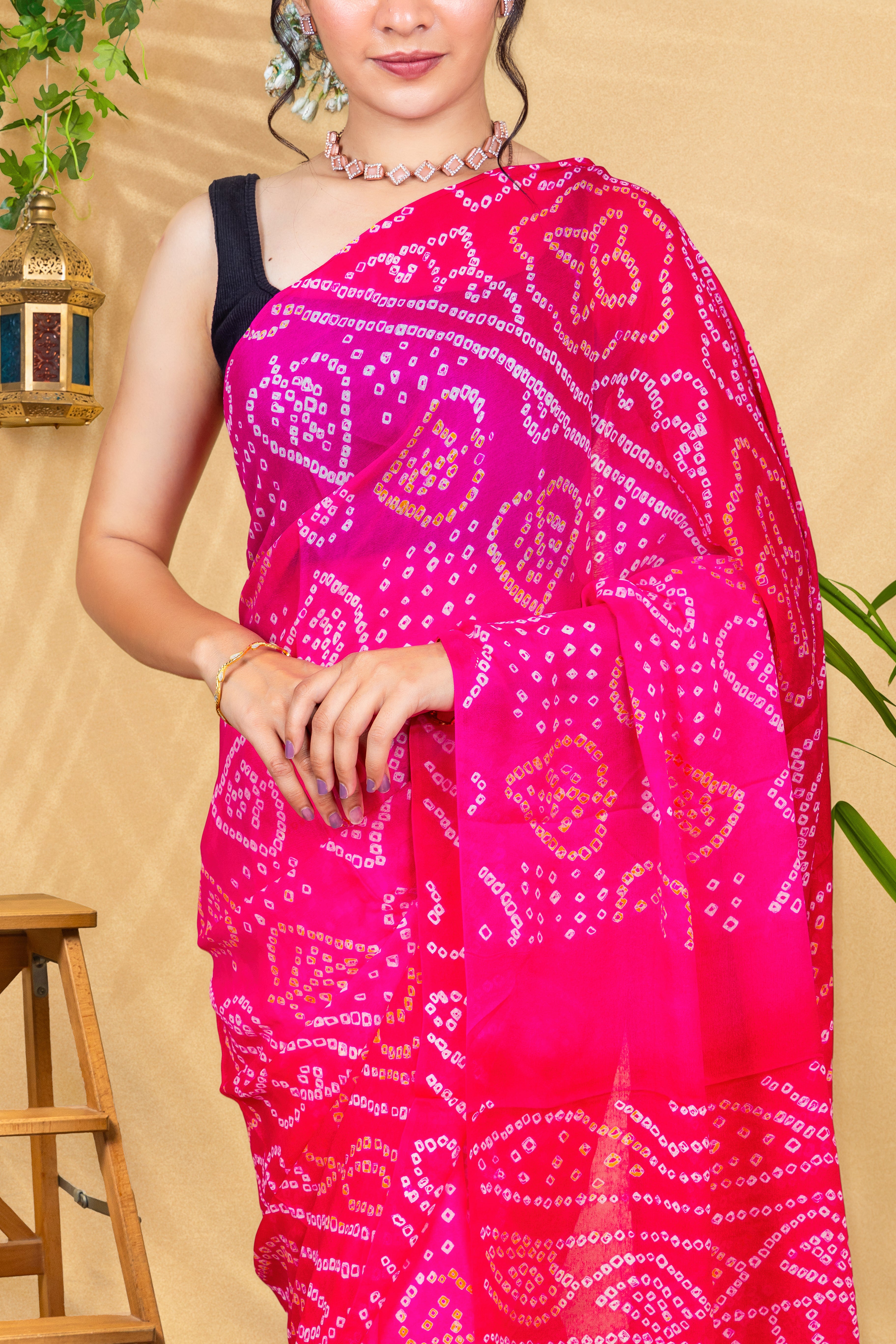 Rangrez Fuchsia Bandhej Saree