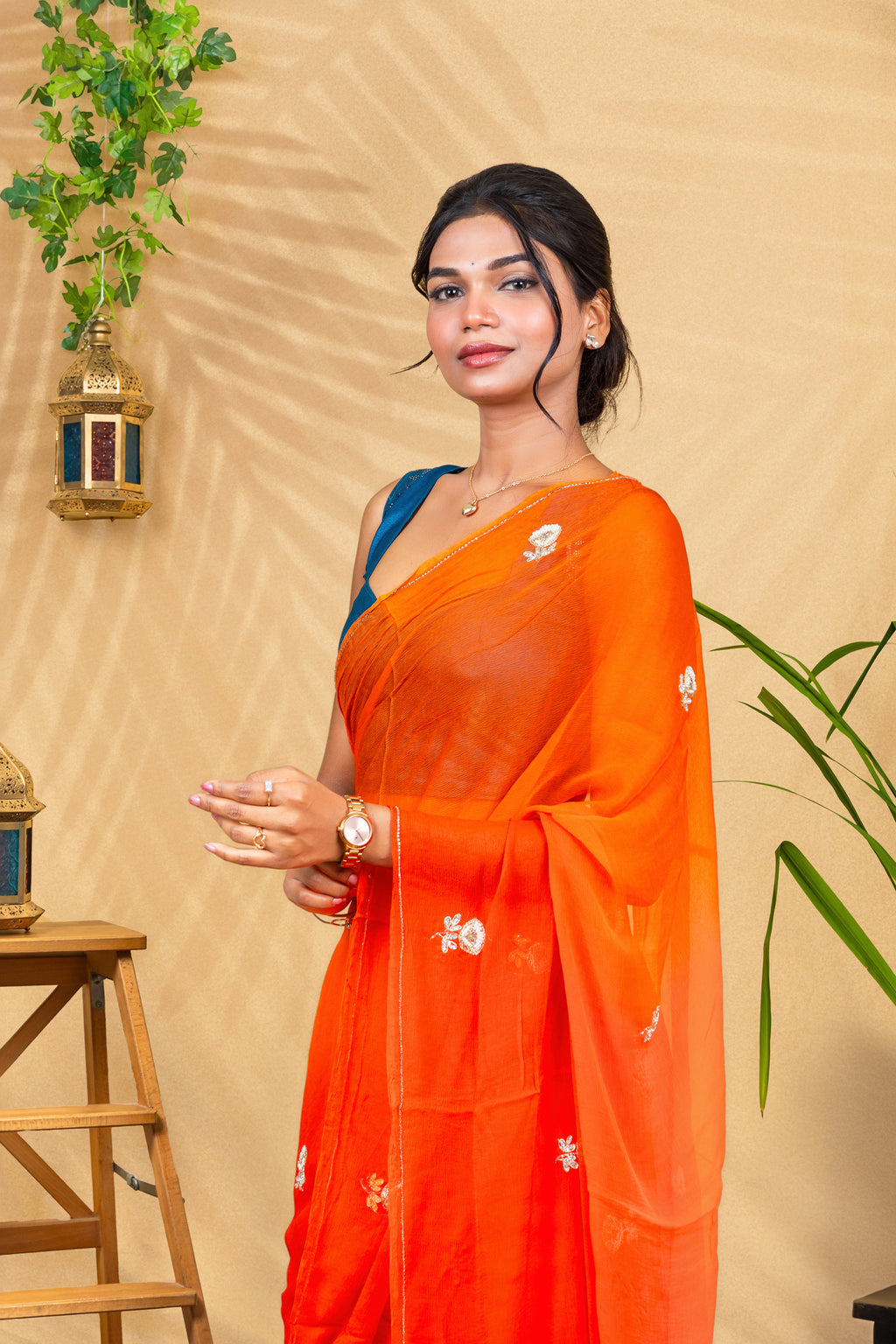 Gulmohar Glow Chiffon Saree