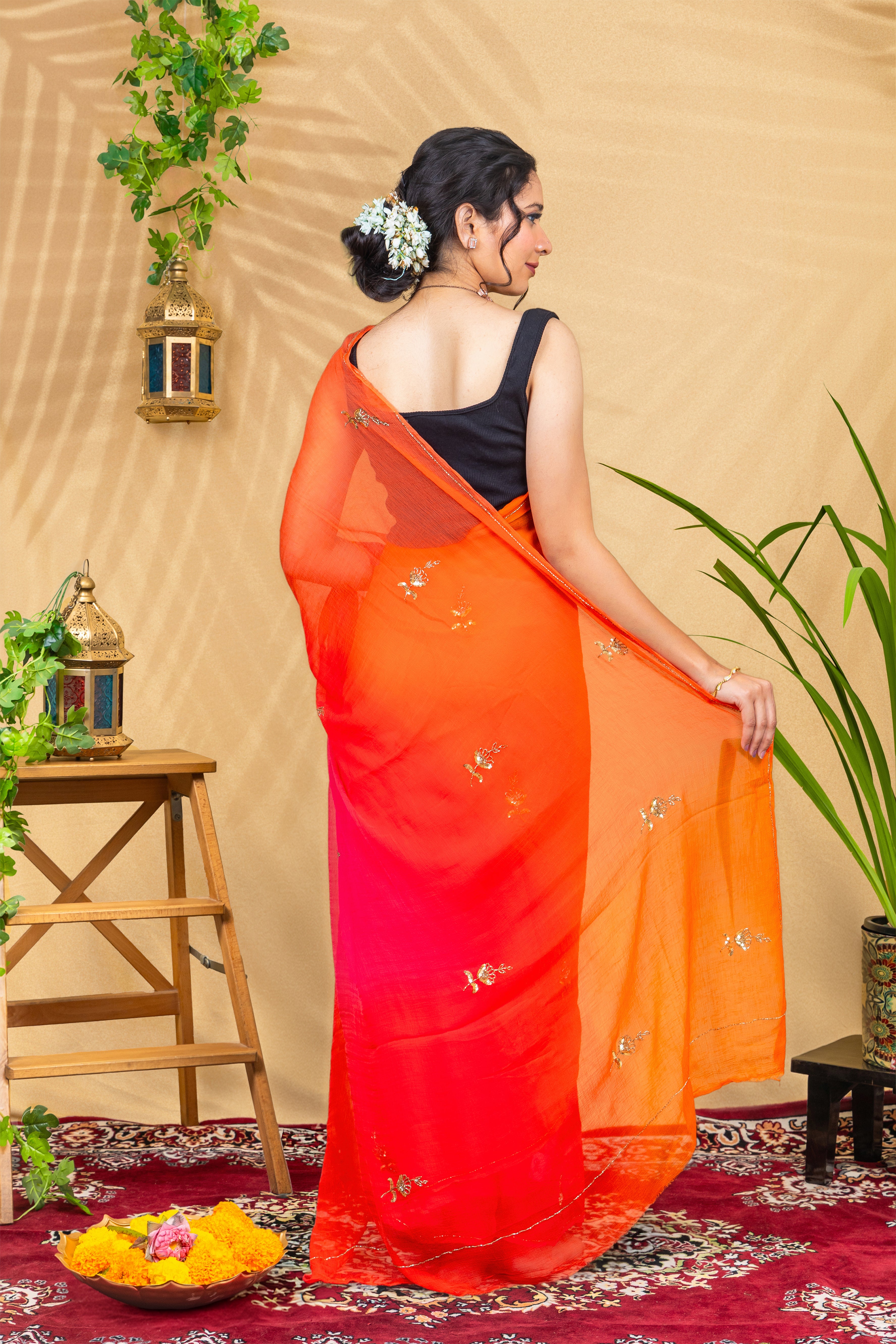 Kesari Gulal Chiffon Saree
