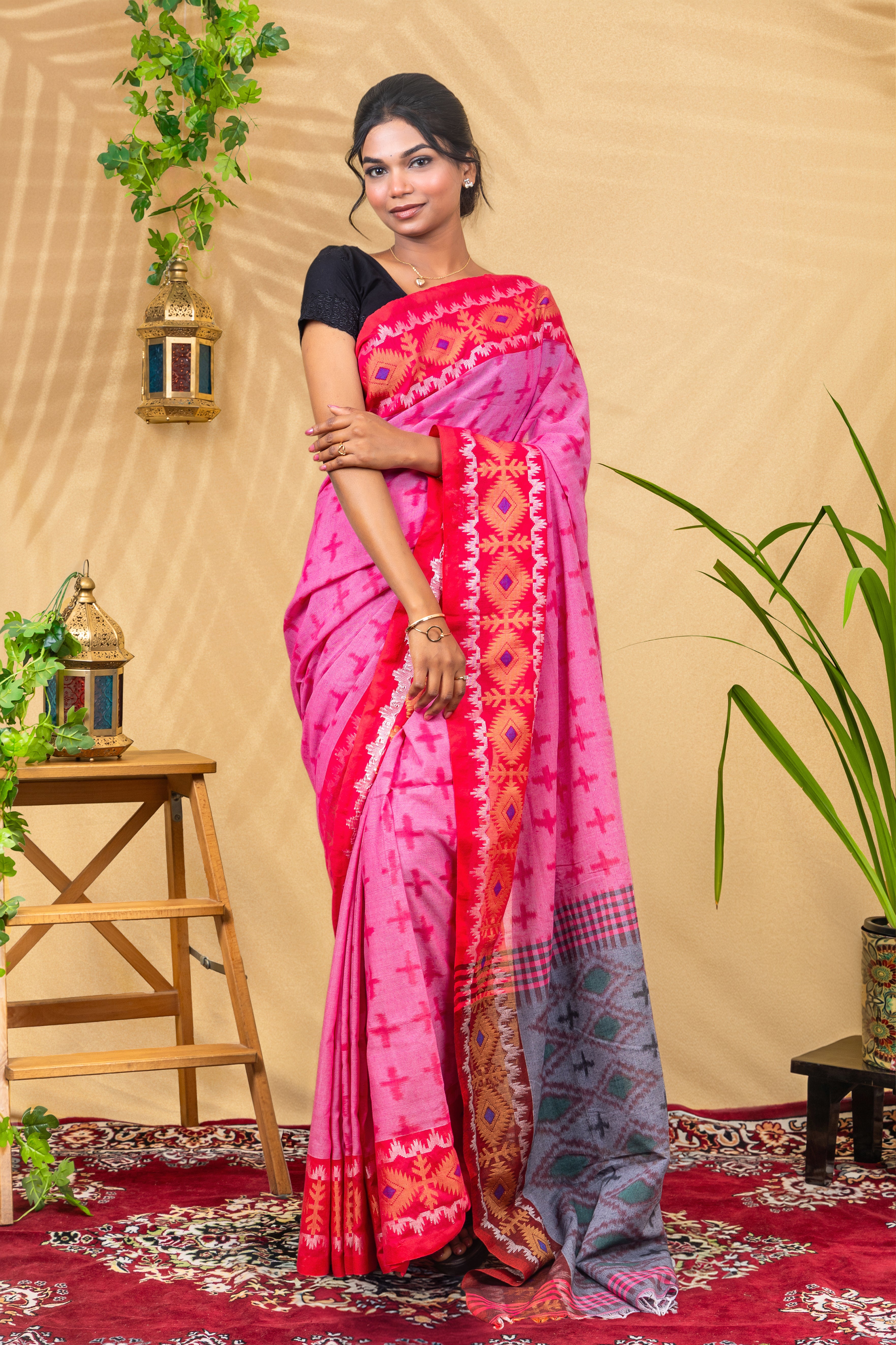 Rani Ikat Border Saree