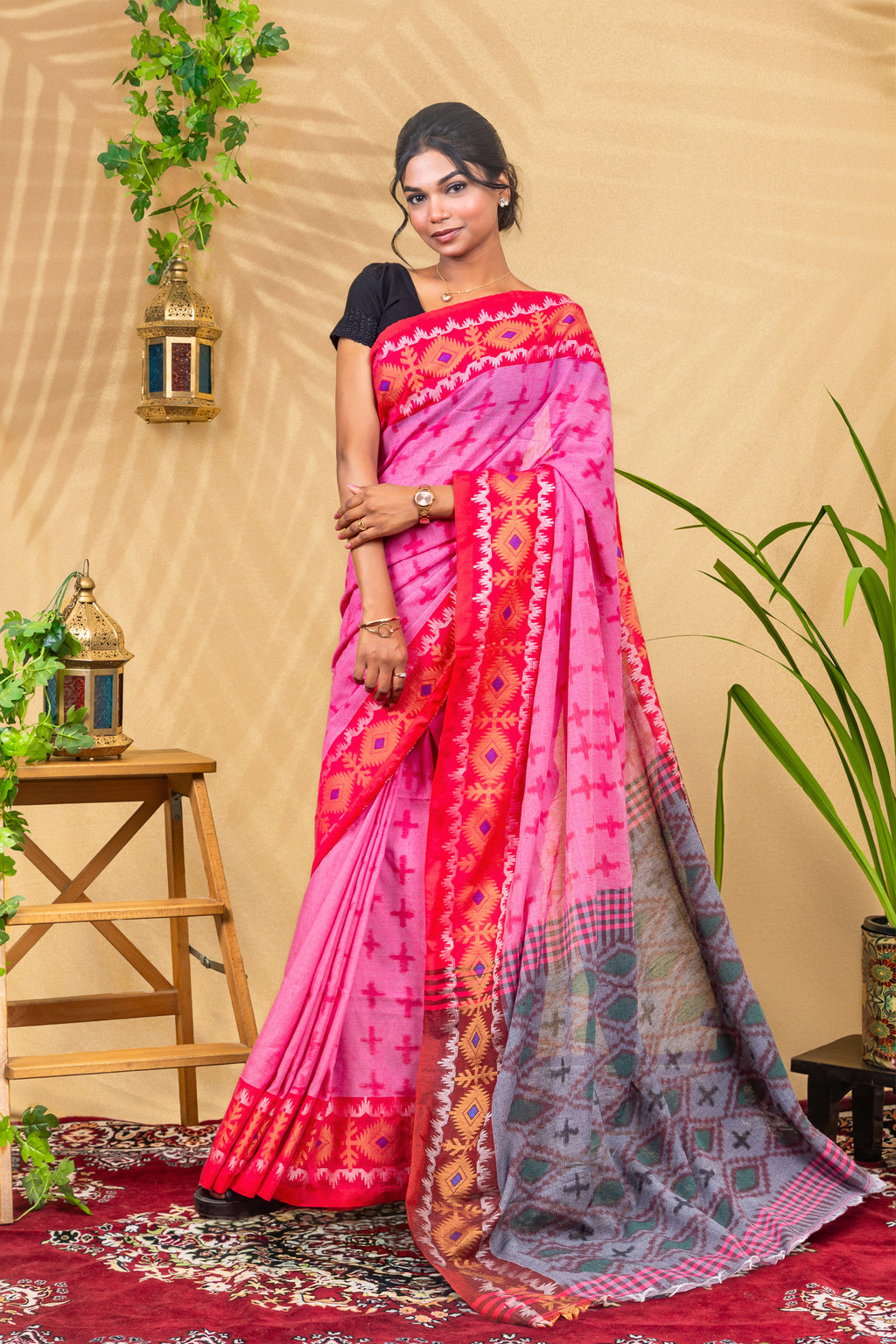 Rani Ikat Border Saree