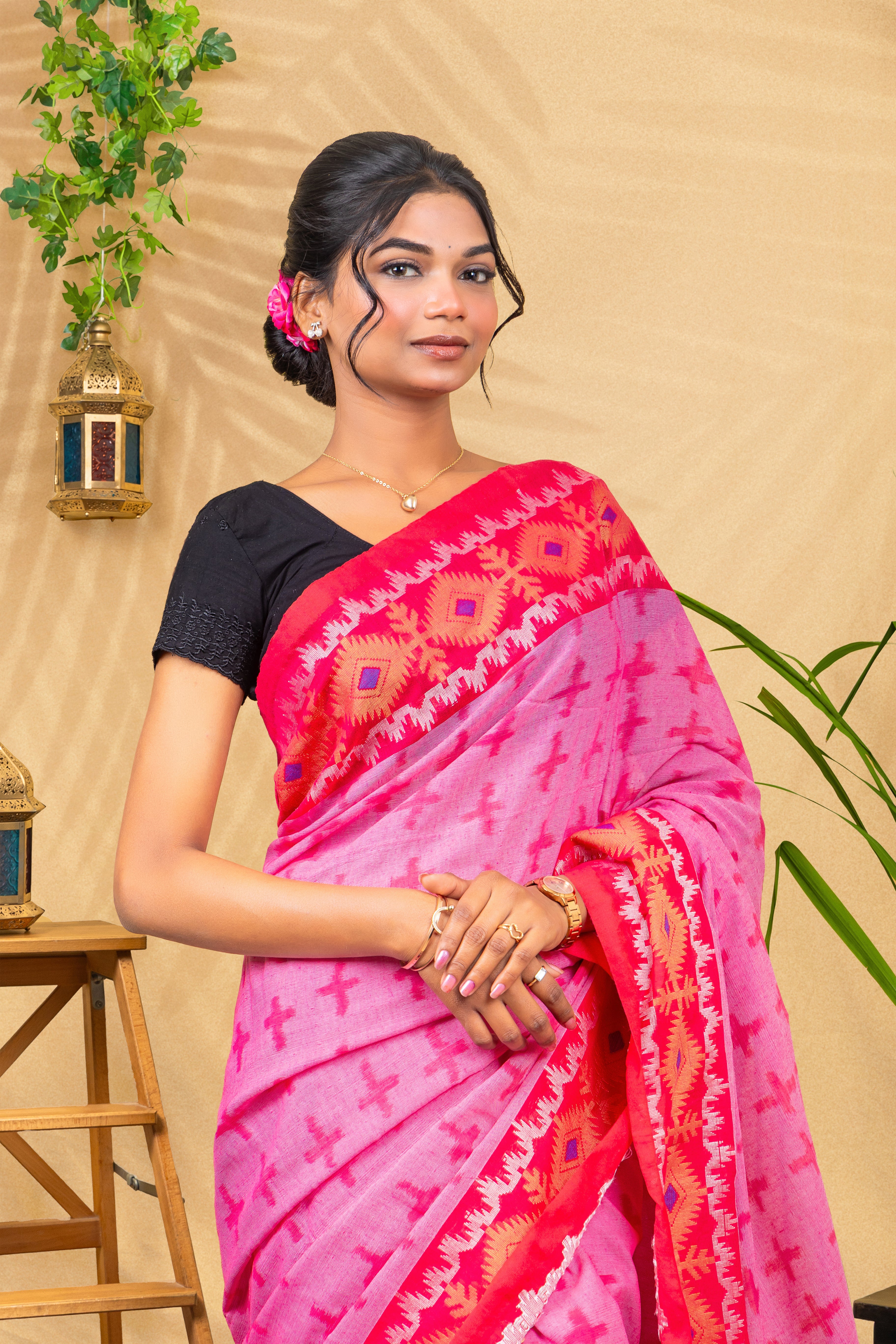 Rani Ikat Border Saree