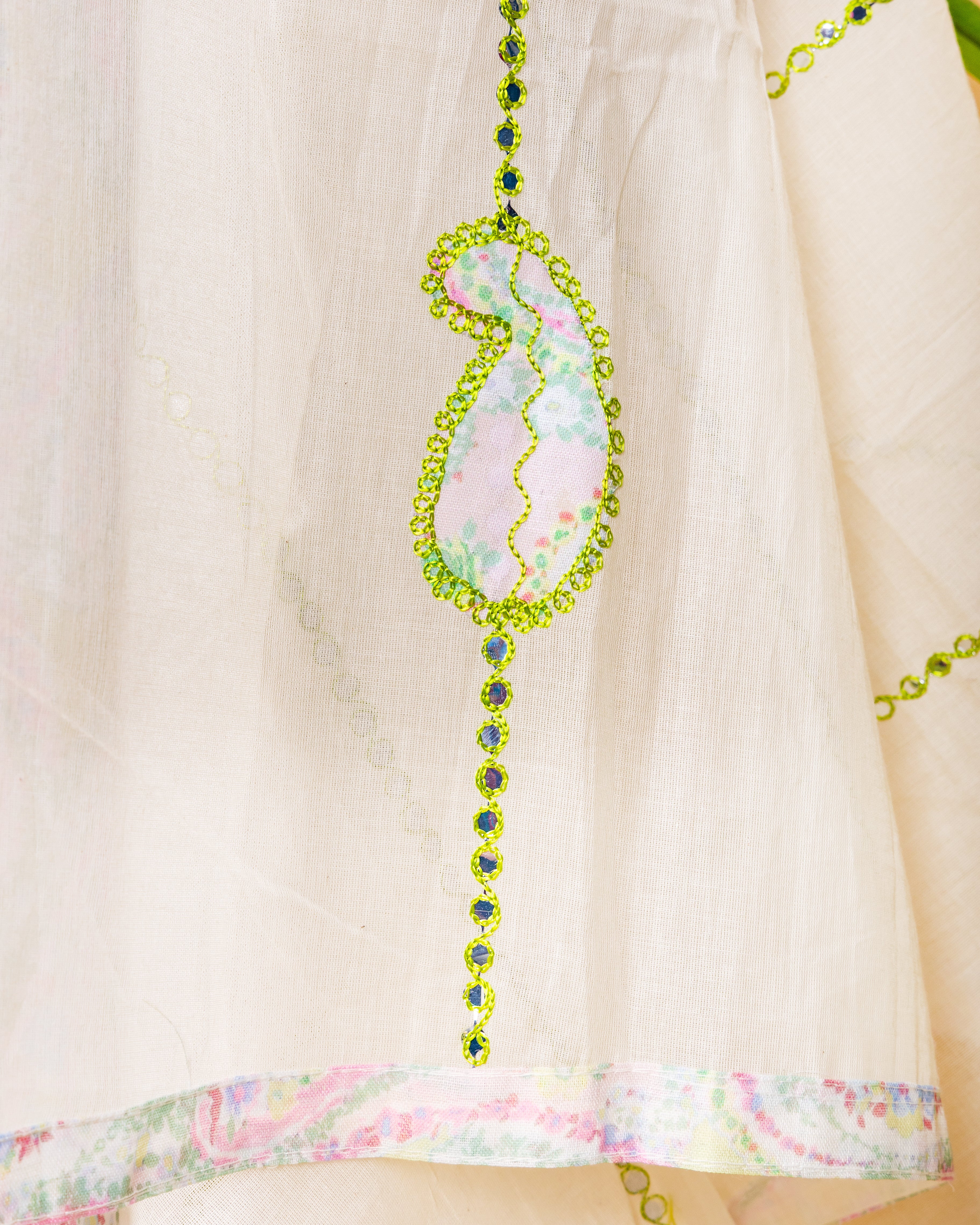 Powder Paisley Lace Dress Material