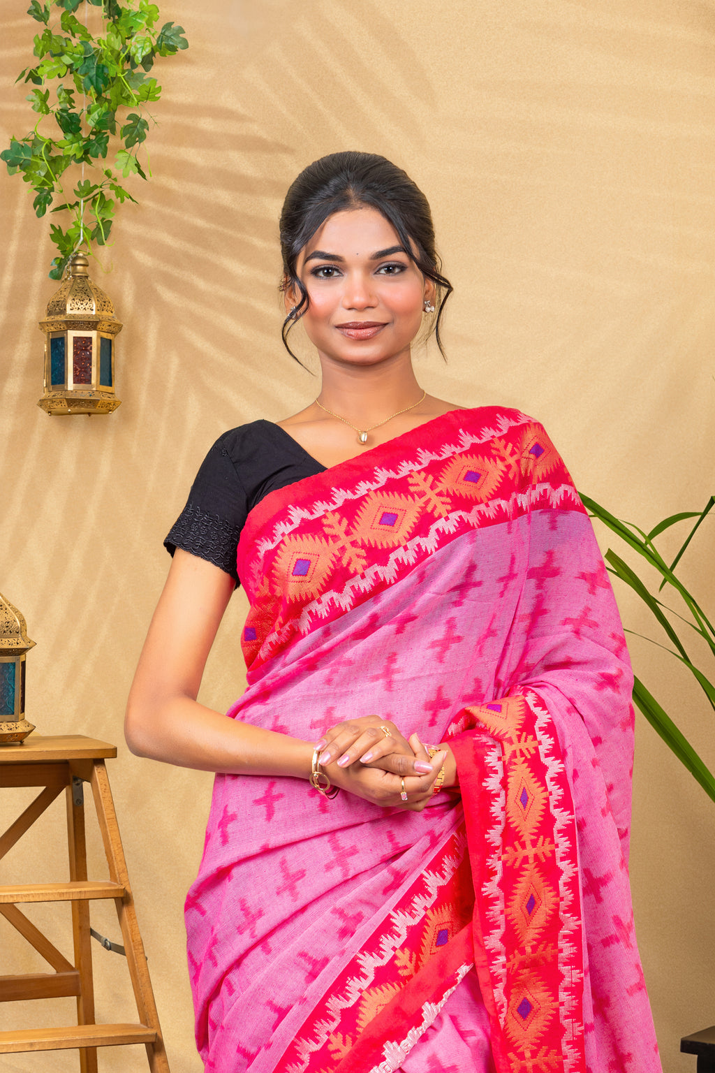 Rani Ikat Border Saree