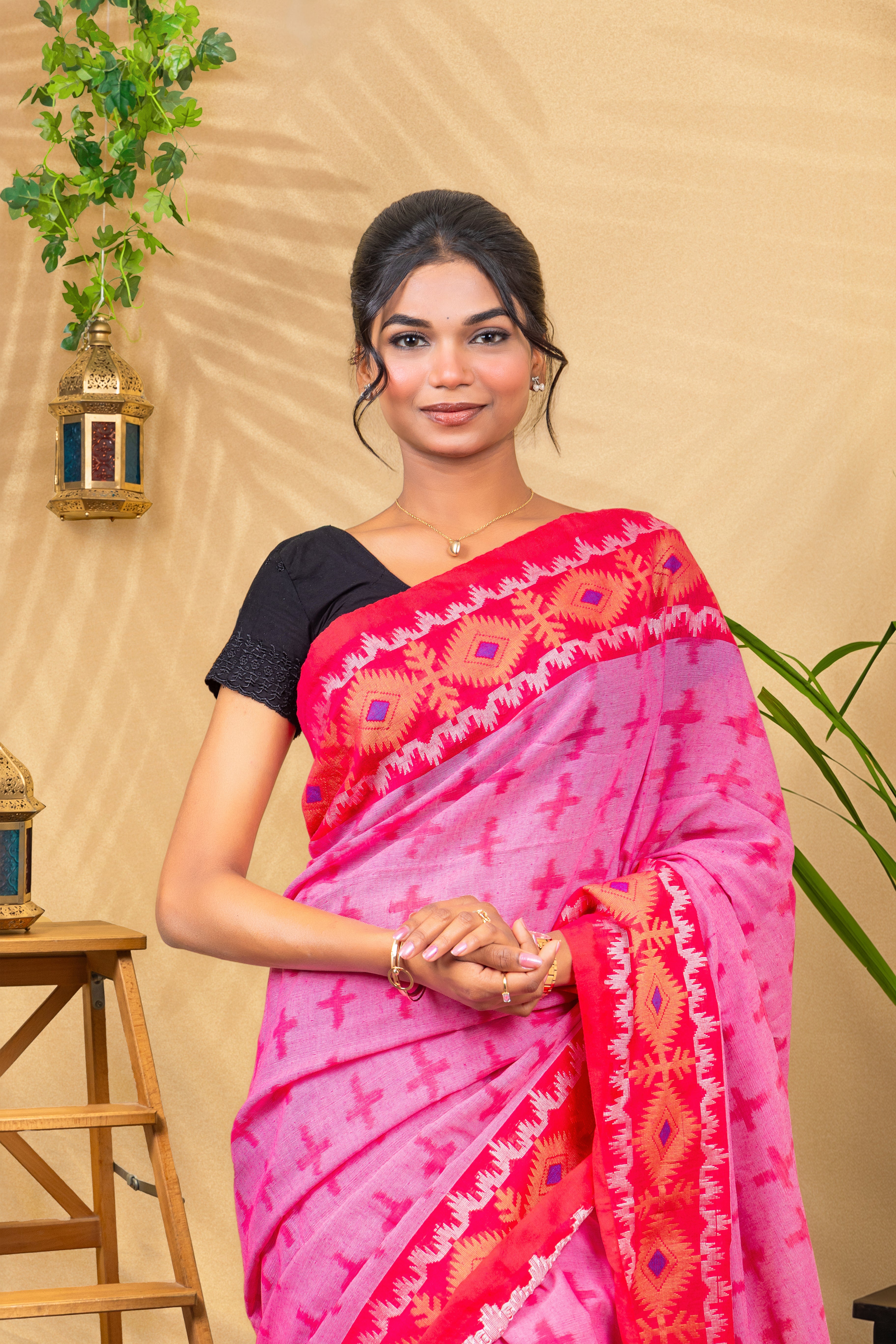 Rani Ikat Border Saree