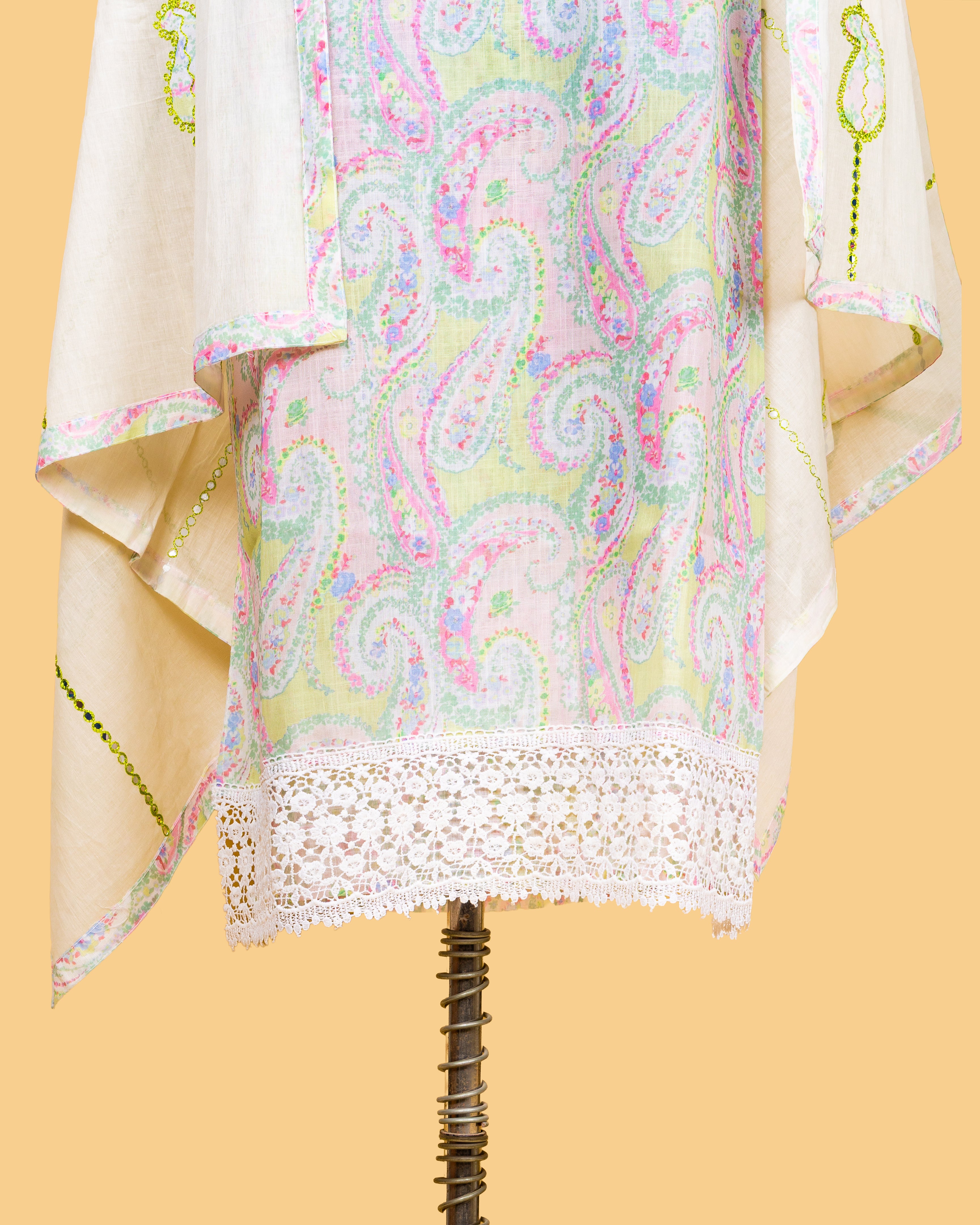 Powder Paisley Lace Dress Material