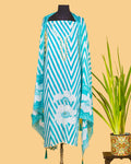 Teal Zigzag Floral Dress Material