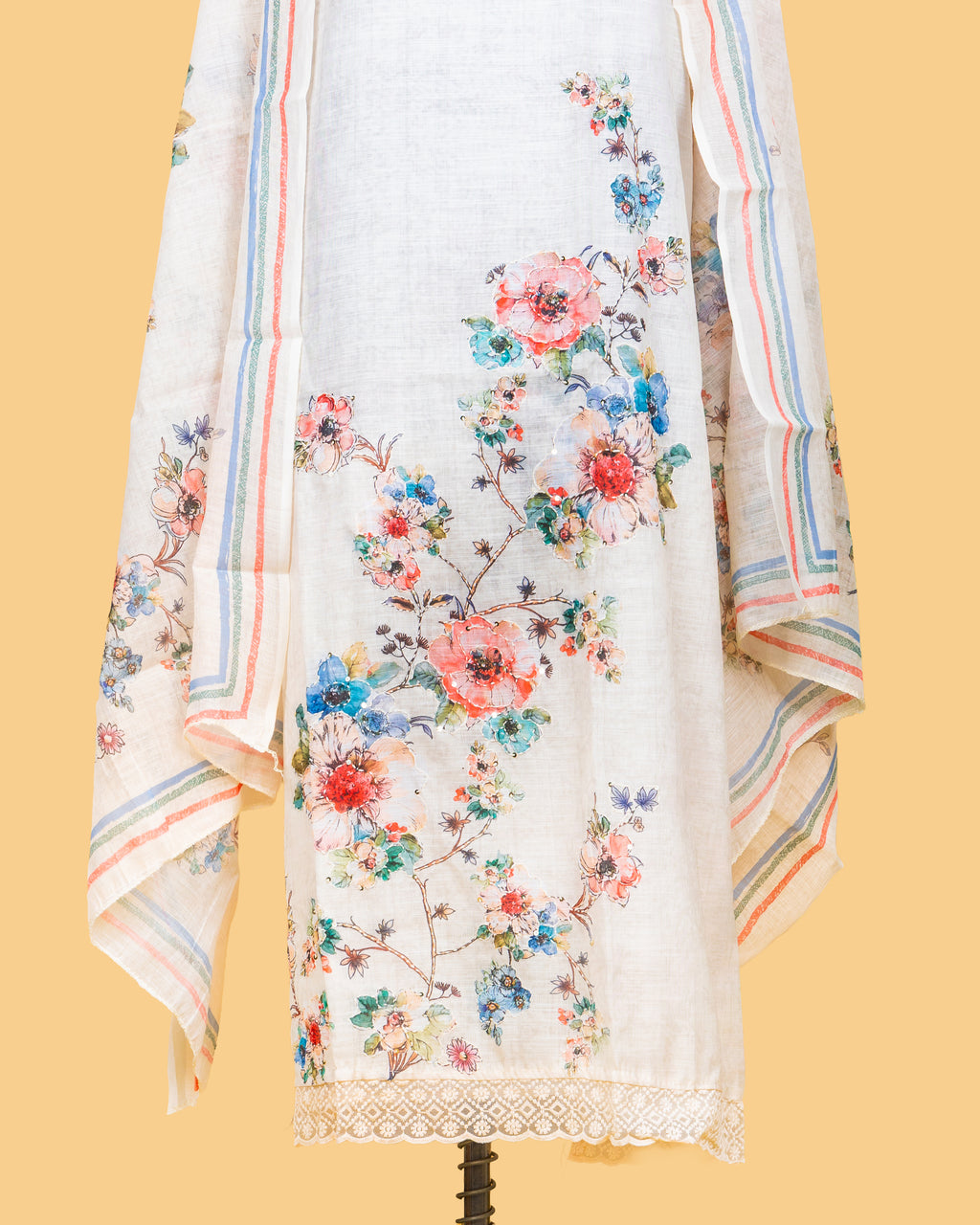 Watercolor Rosevine—Ivory