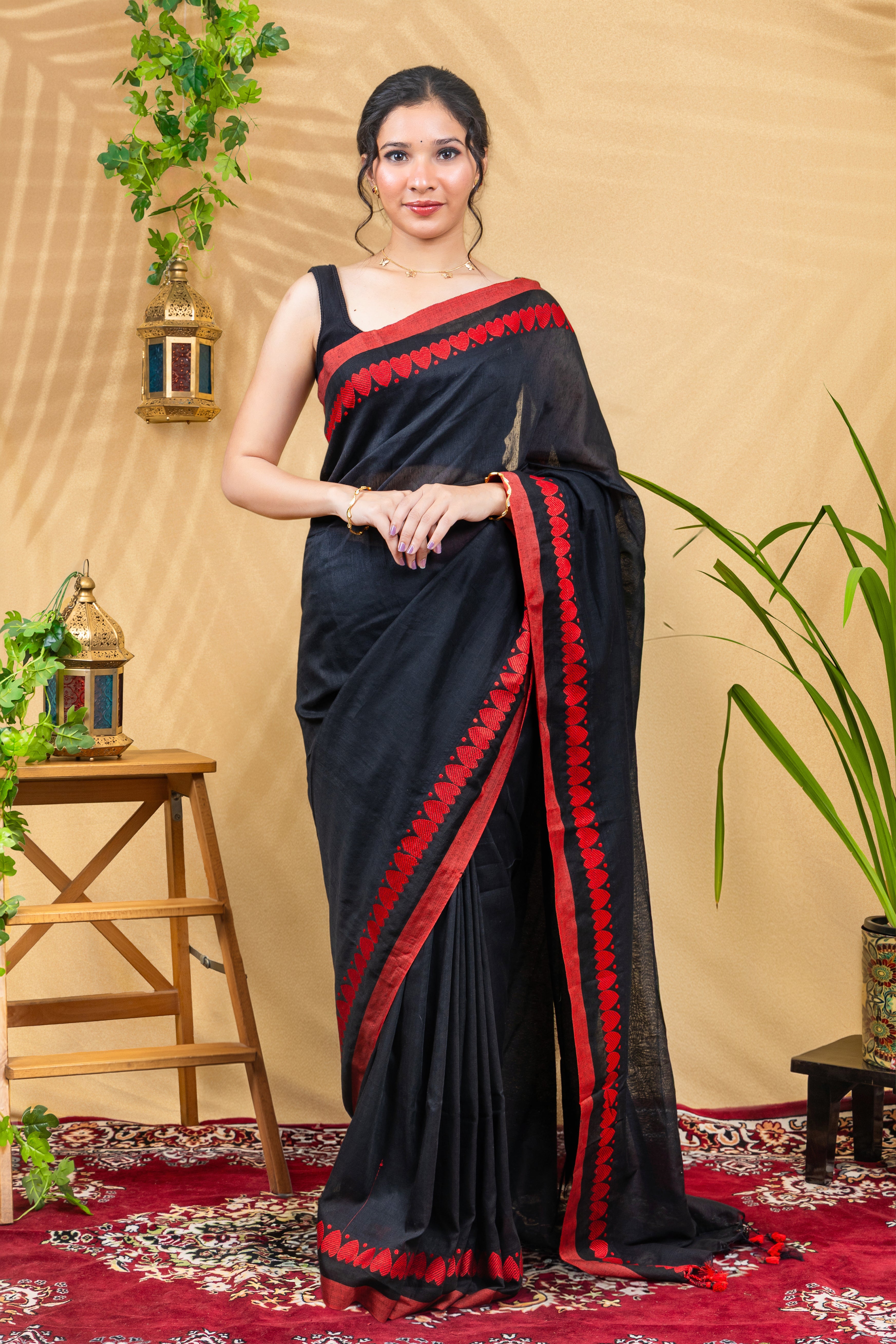 Crimson Edge Black Saree