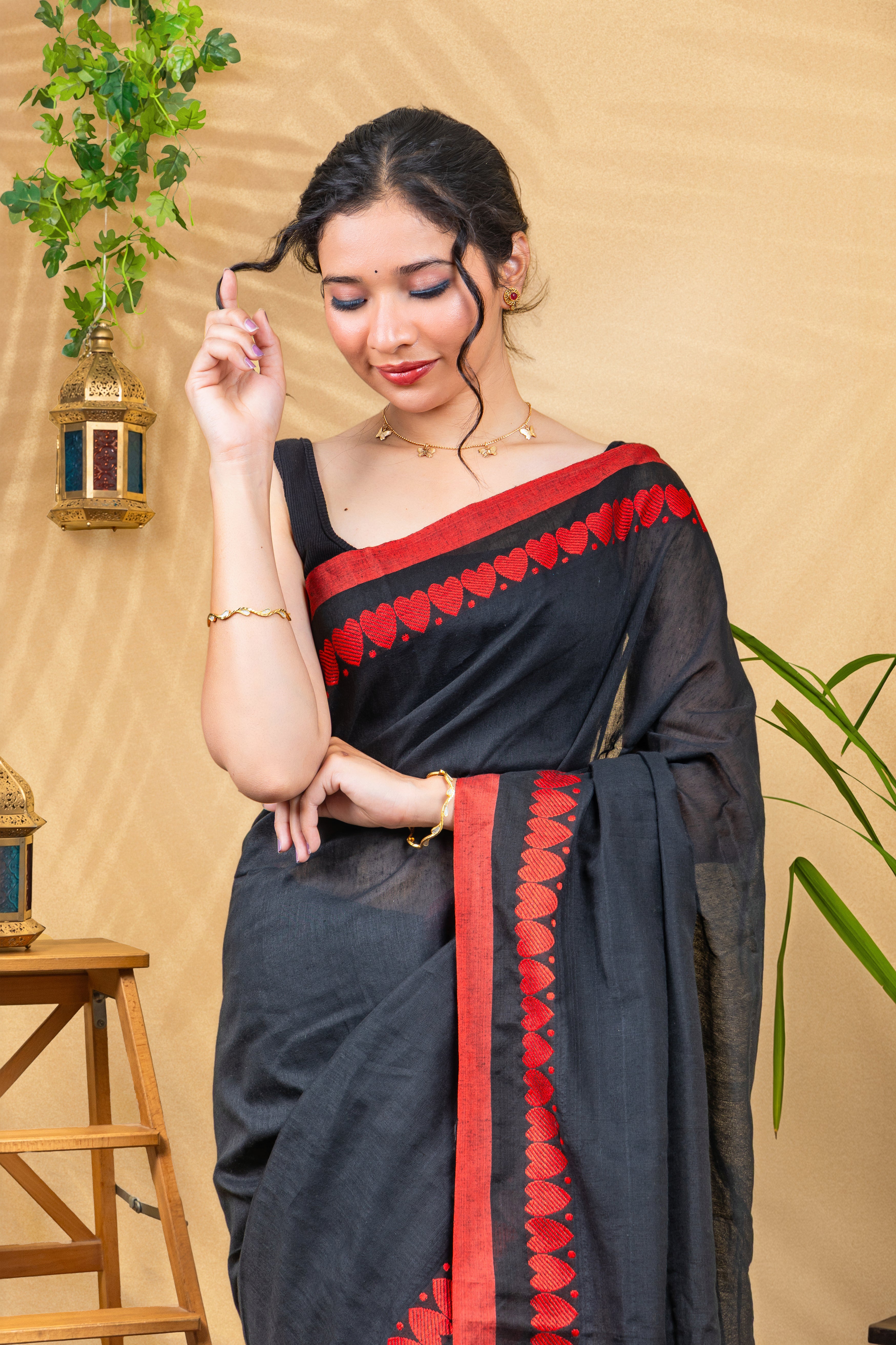 Crimson Edge Black Saree
