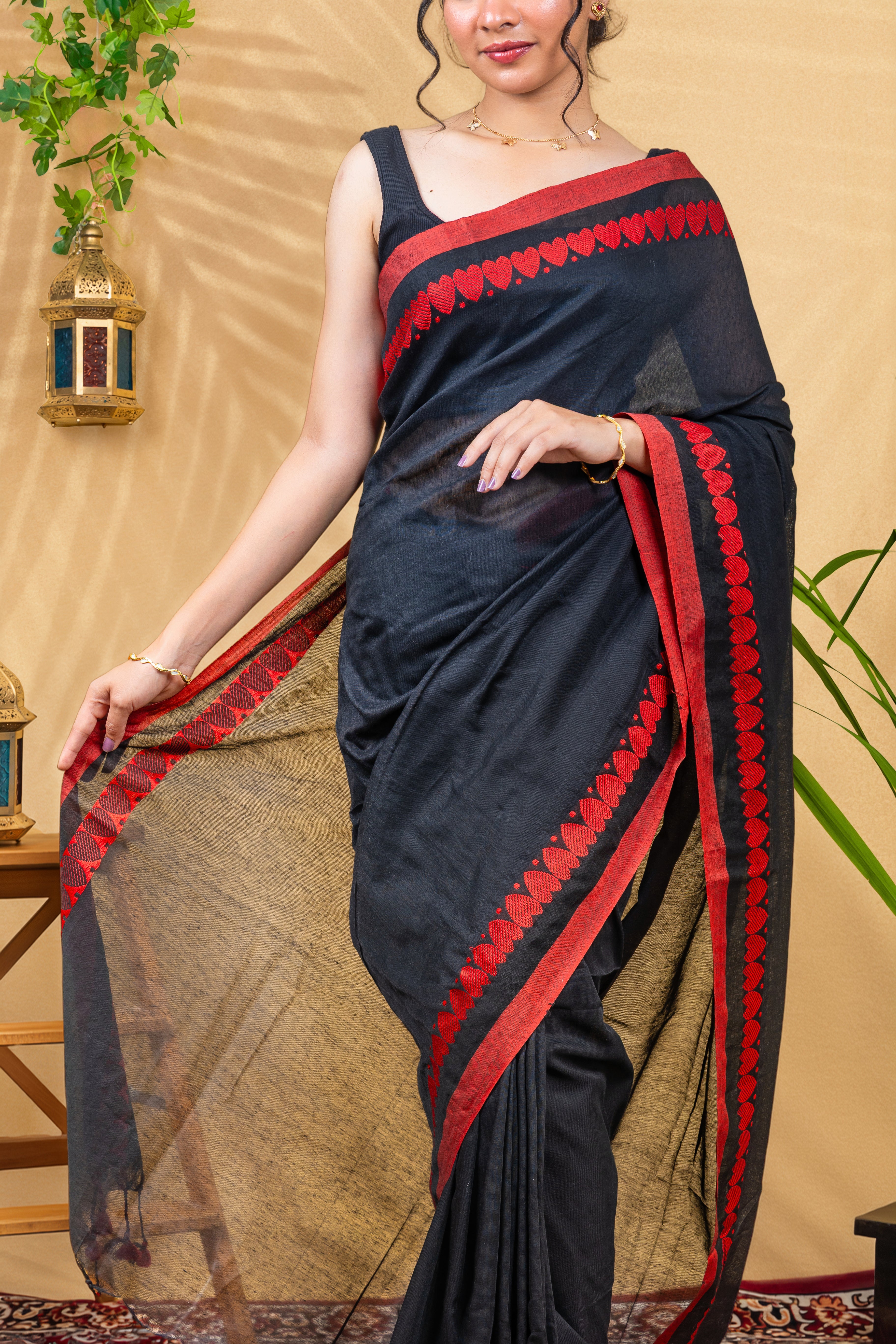 Crimson Edge Black Saree