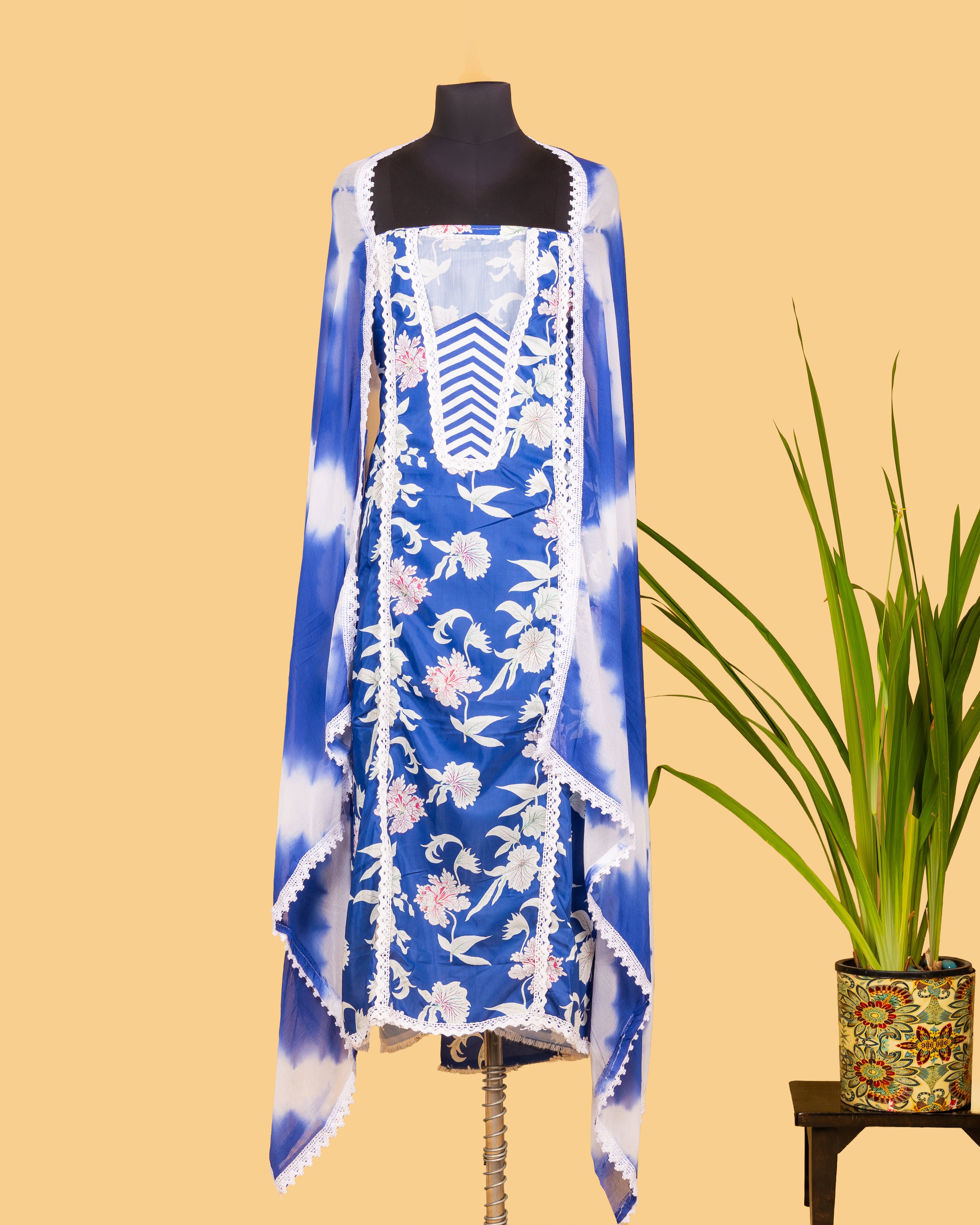 Chevron Muse—Blue Floral Set
