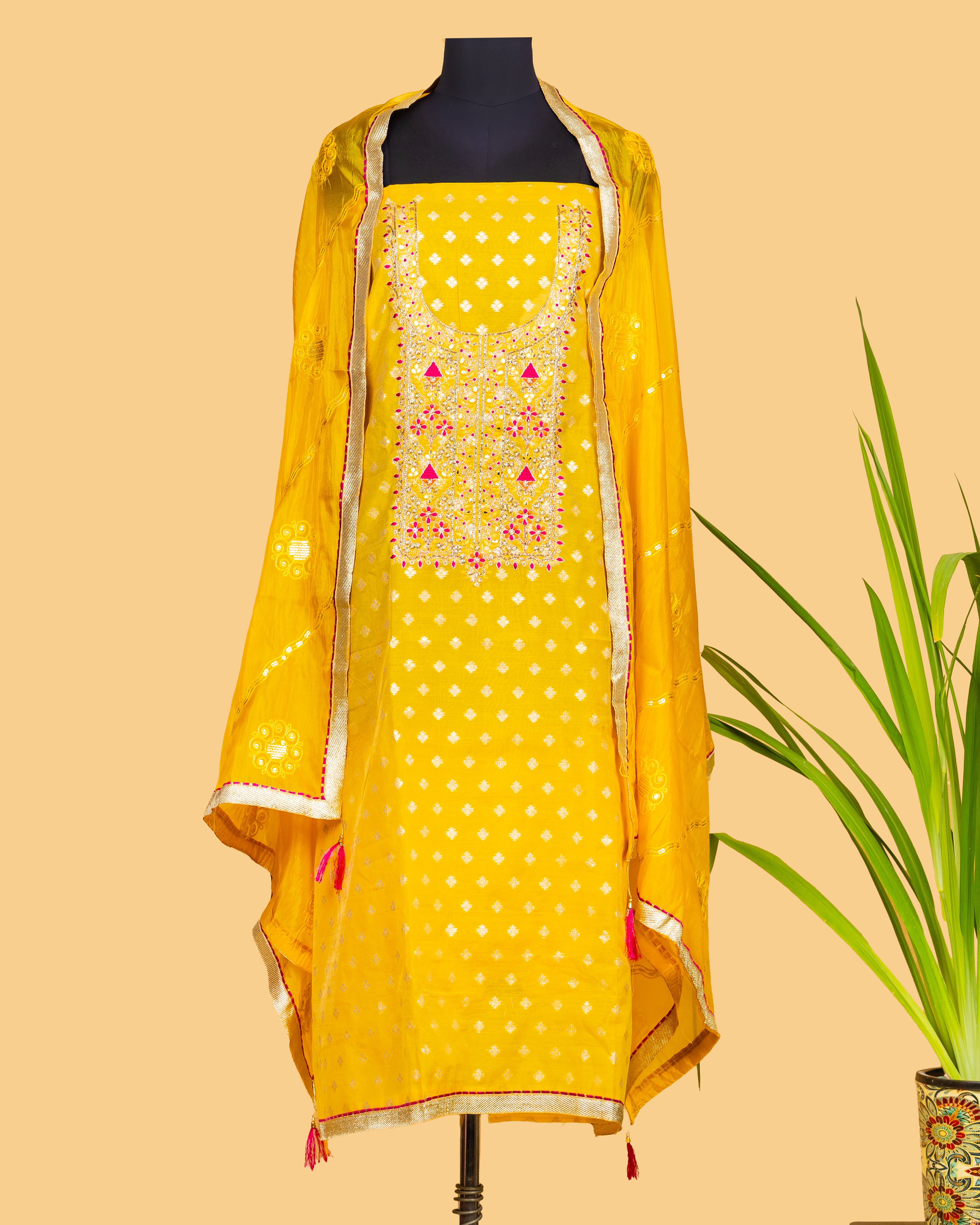 Mustard Noor Embroidered Set
