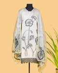 Black-on-Ivory Floral Dress Material