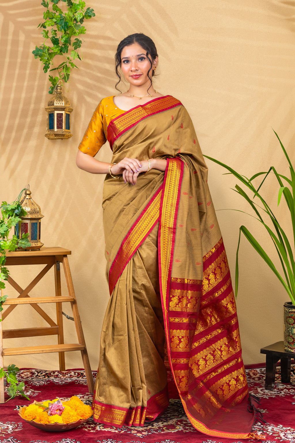 Antique Maroon Heritage—Gadwal Silk