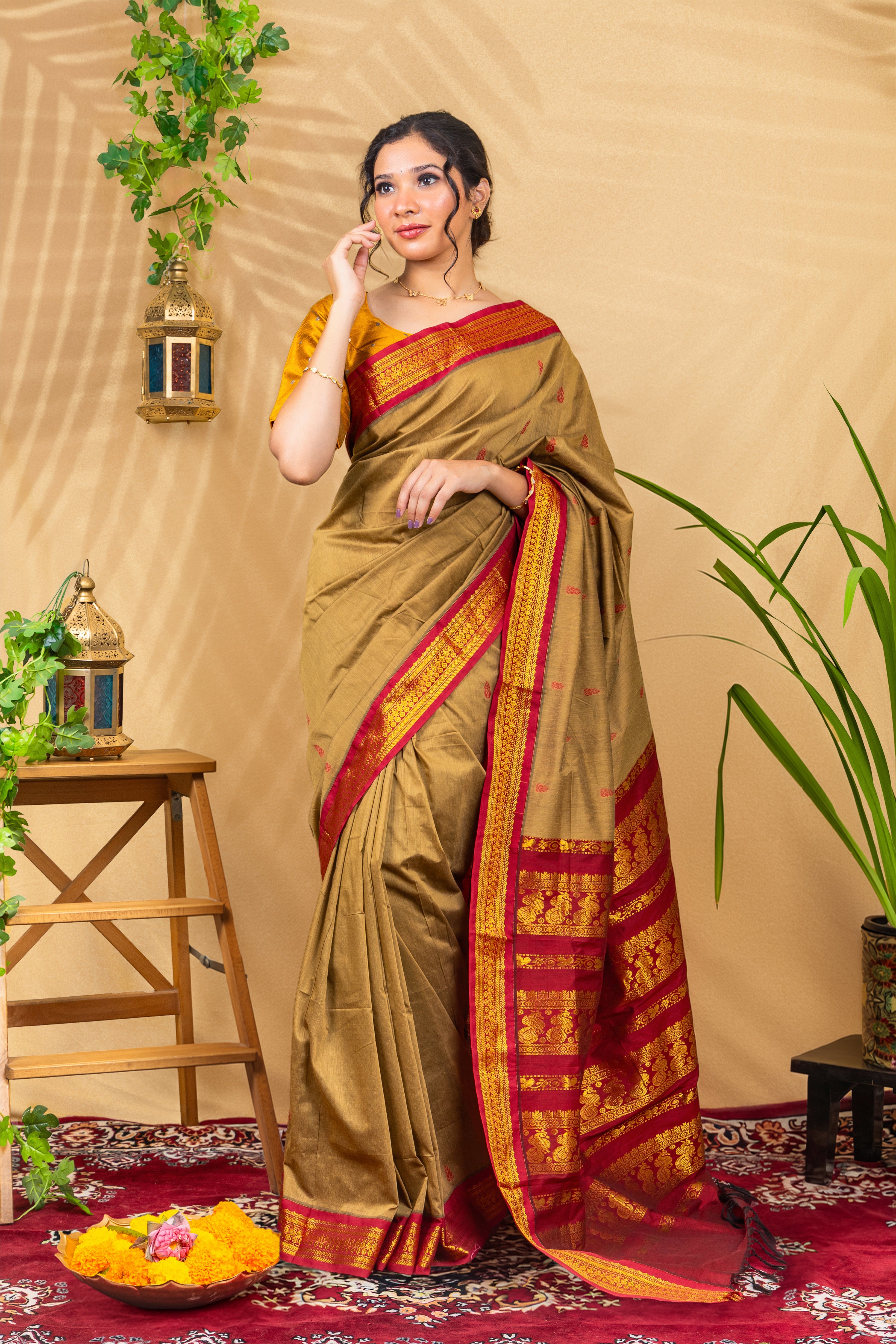 Antique Maroon Heritage—Gadwal Silk