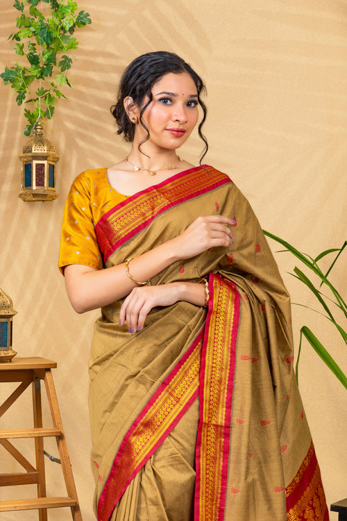 Antique Maroon Heritage—Gadwal Silk