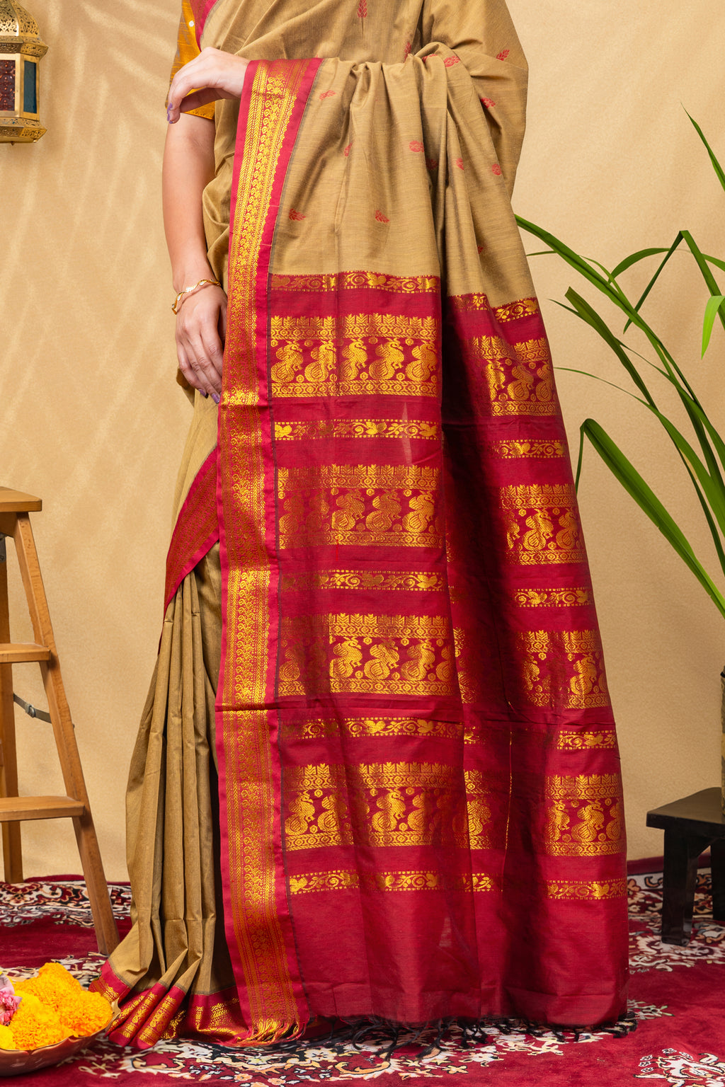 Antique Maroon Heritage—Gadwal Silk
