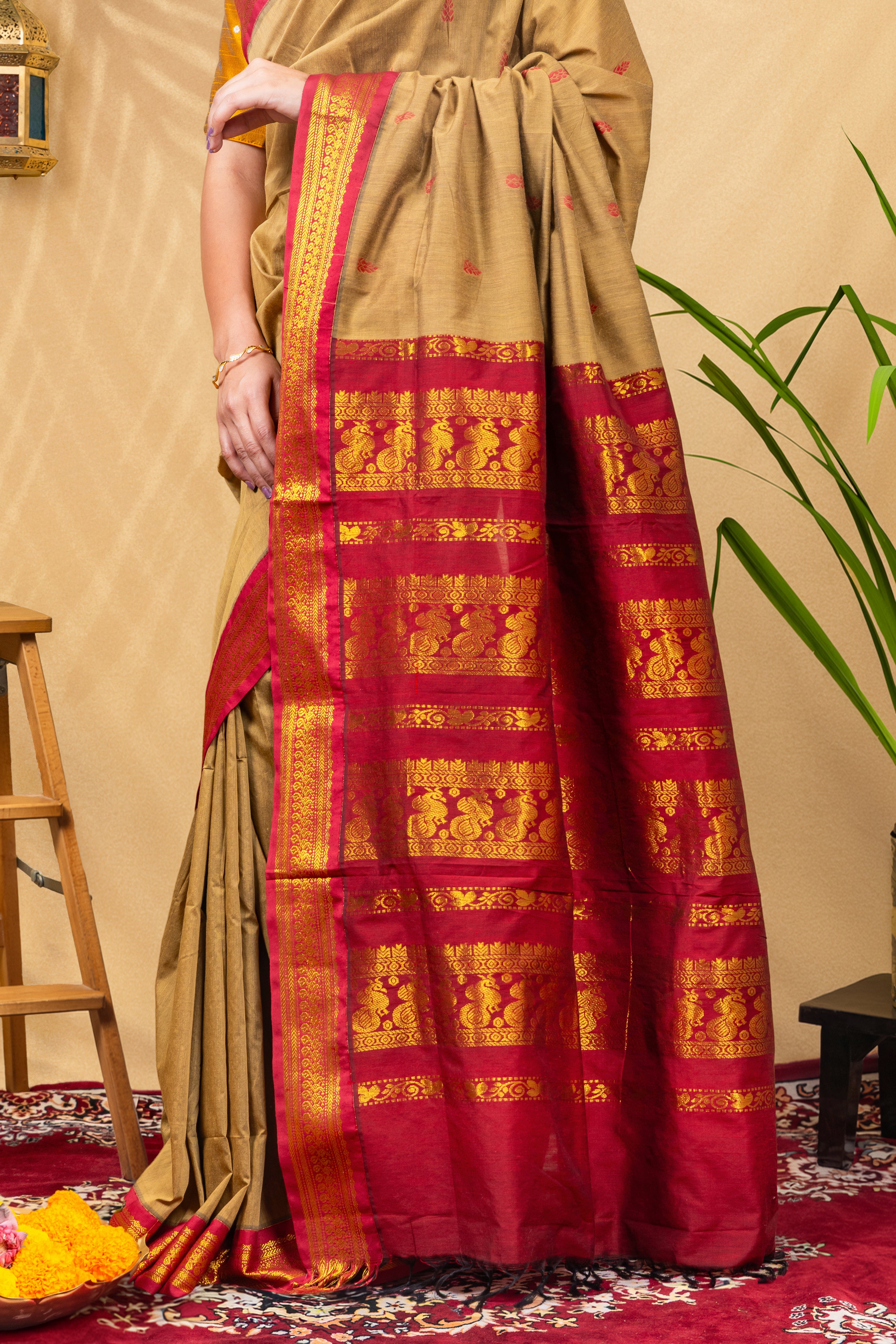 Antique Maroon Heritage—Gadwal Silk