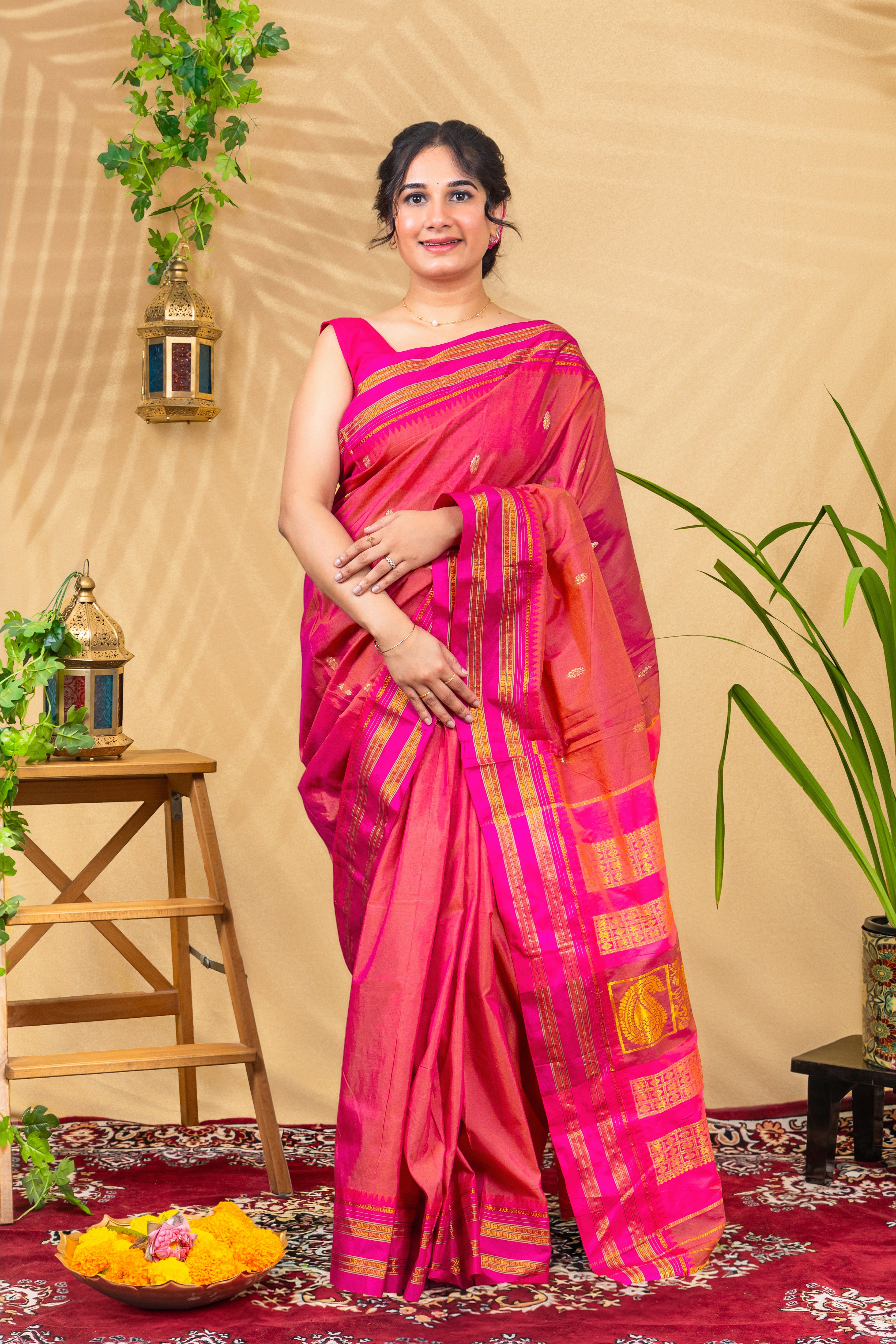 Magenta Saffron Glow—Gadwal Silk