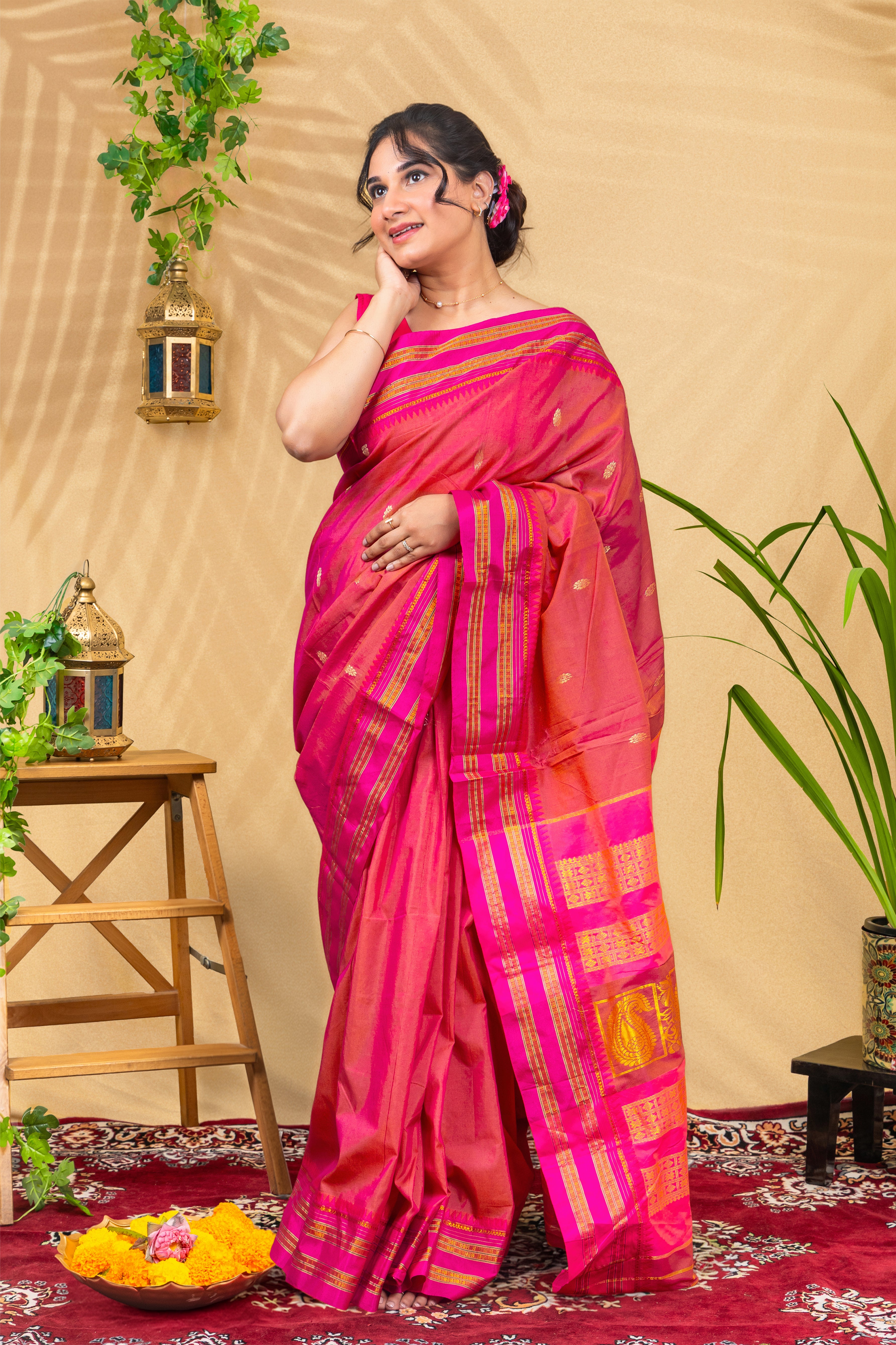 Magenta Saffron Glow—Gadwal Silk