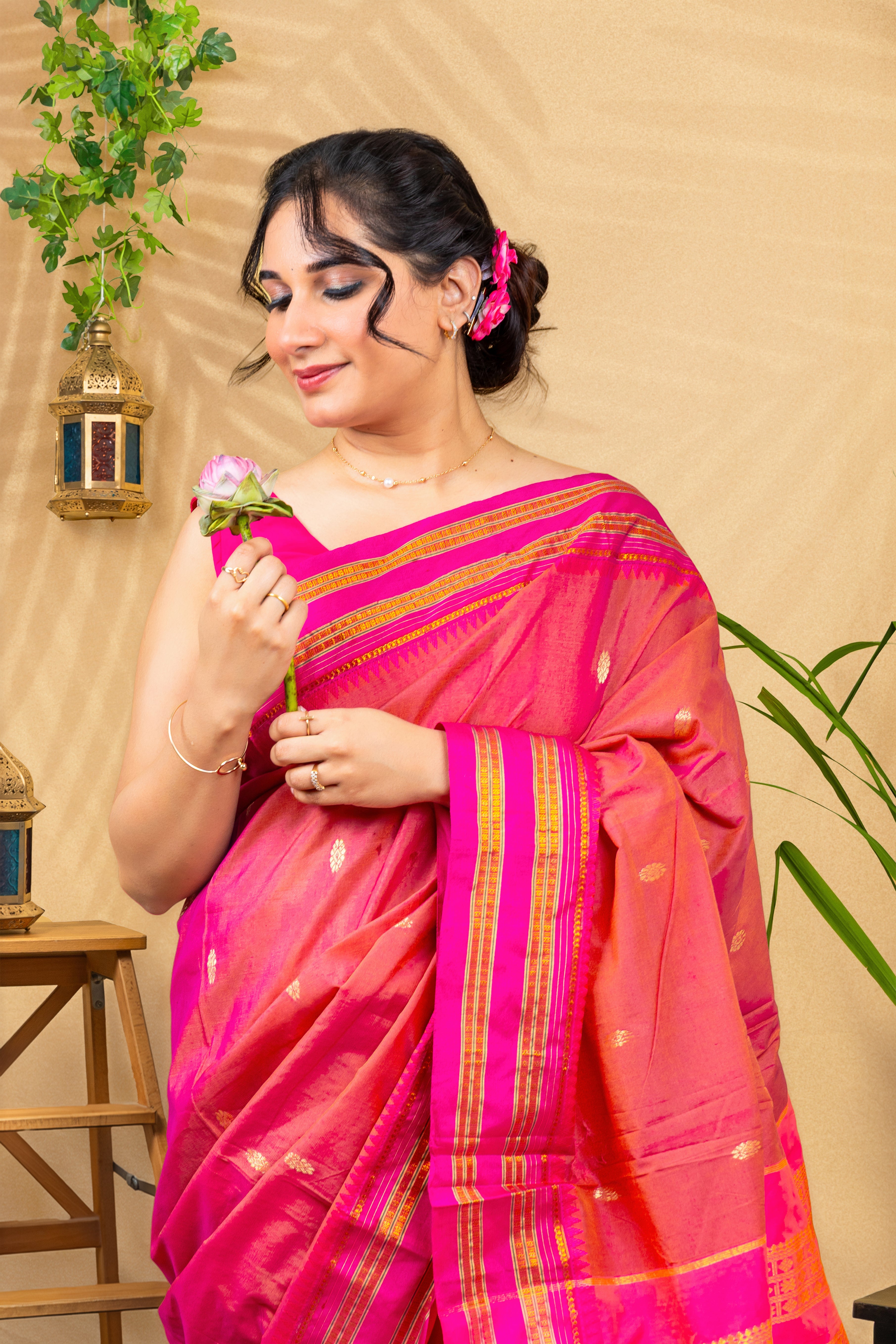 Magenta Saffron Glow—Gadwal Silk