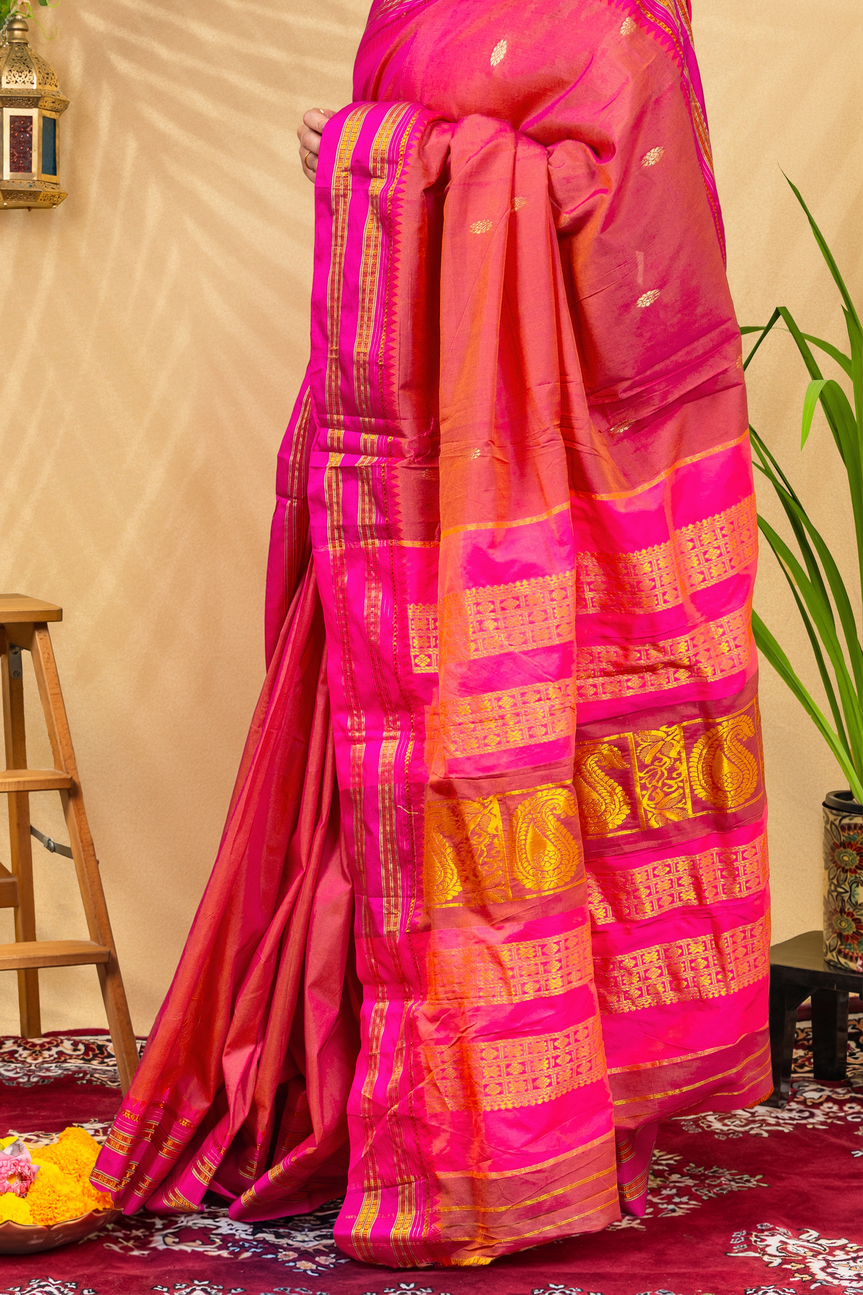 Magenta Saffron Glow—Gadwal Silk