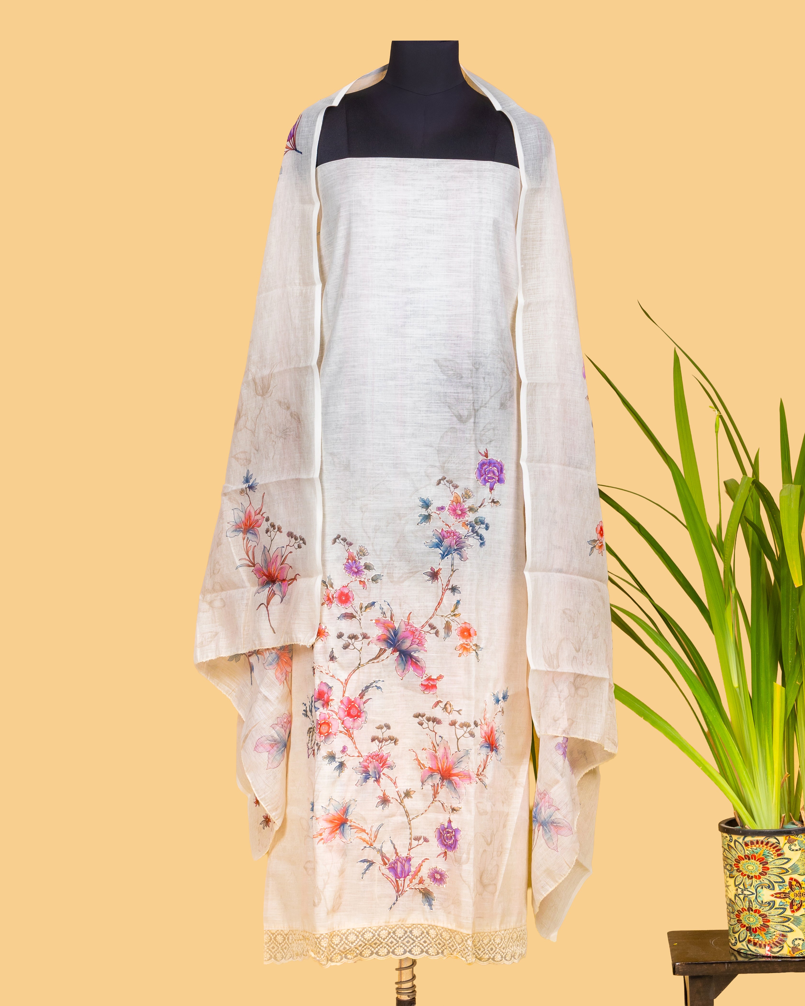 Pearl Garden Floral Dress Material