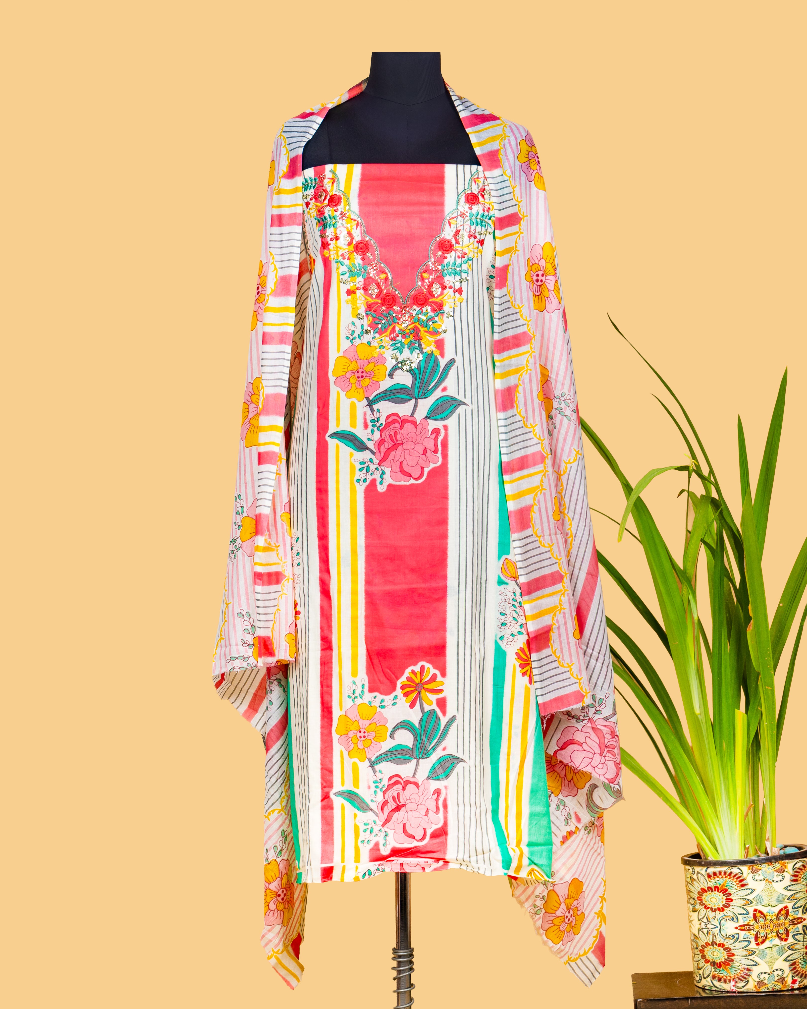 Sunset Stripes & Florals Suit Set