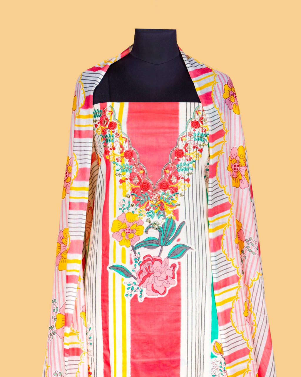 Sunset Stripes & Florals Suit Set