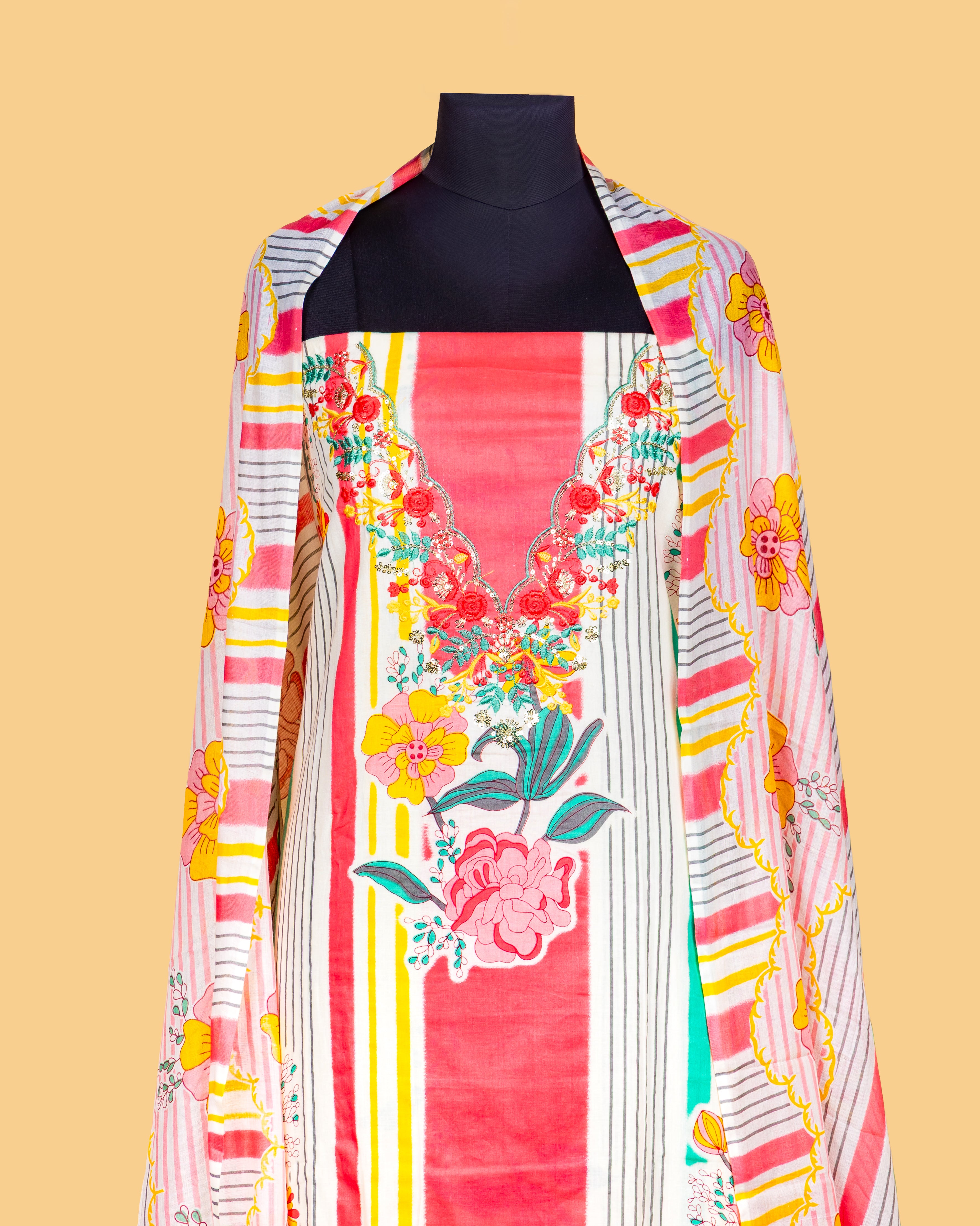 Sunset Stripes & Florals Suit Set